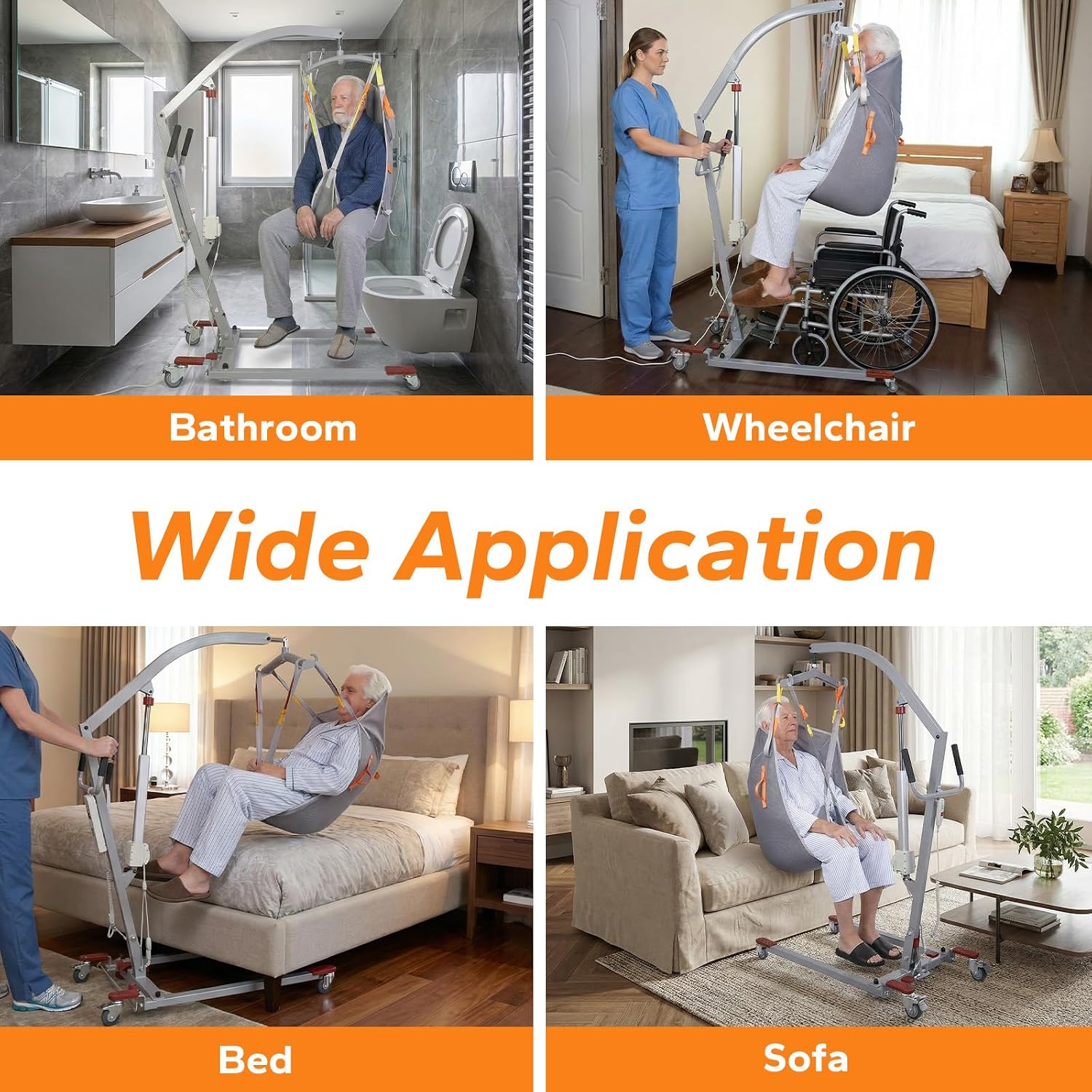 Electric Patient Lift with Sling - 400lbs Body Transfer Lift for Full/Partial Paralysis Patients, Plug-in Operation for Home Care, Hospital & Healthcare Facilities