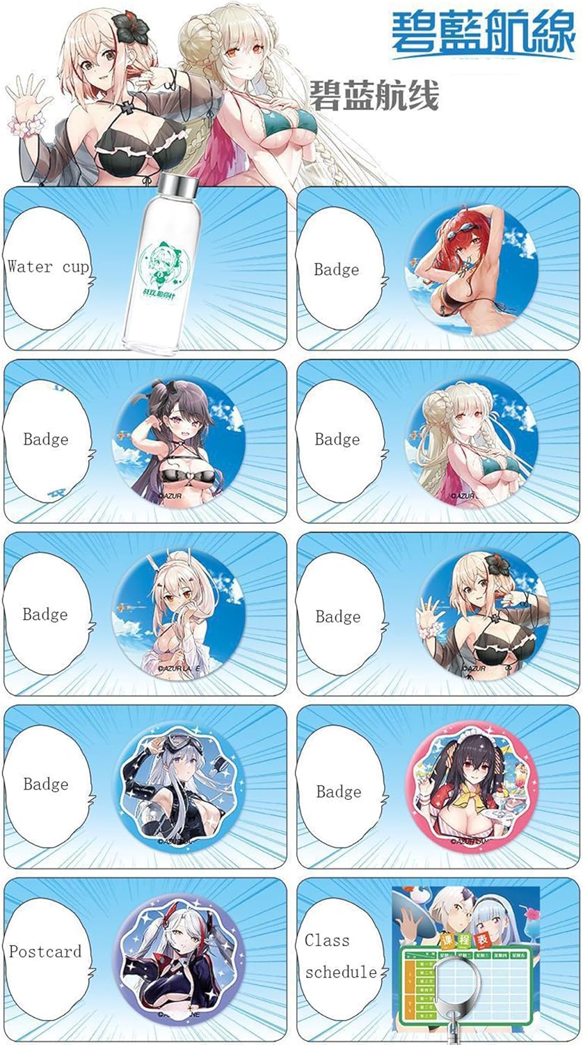 Azur AL Lane Gift Box Collectible Formidable Poster USS Enterprise Keychain Pendant Charm Greeting Card Belfast Unicorn Javeline Baltimore Prinz Eugen Brooch Pin Postcard Bottle Bookmark Mirror