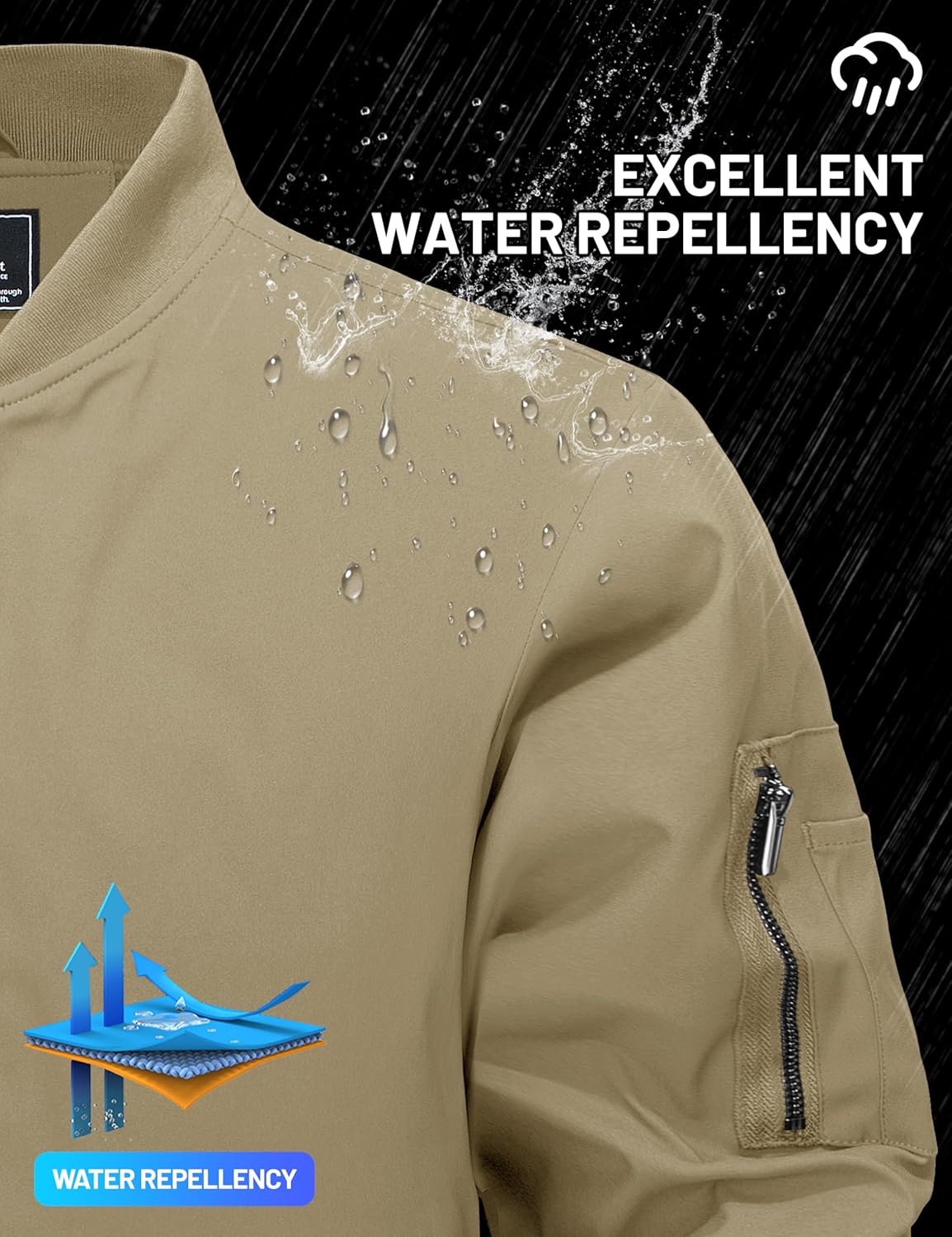 TACVASEN Men's Bomber Jackets Thermal Quilted Jacket Water Resistant Warm Winter Coats - Image 4