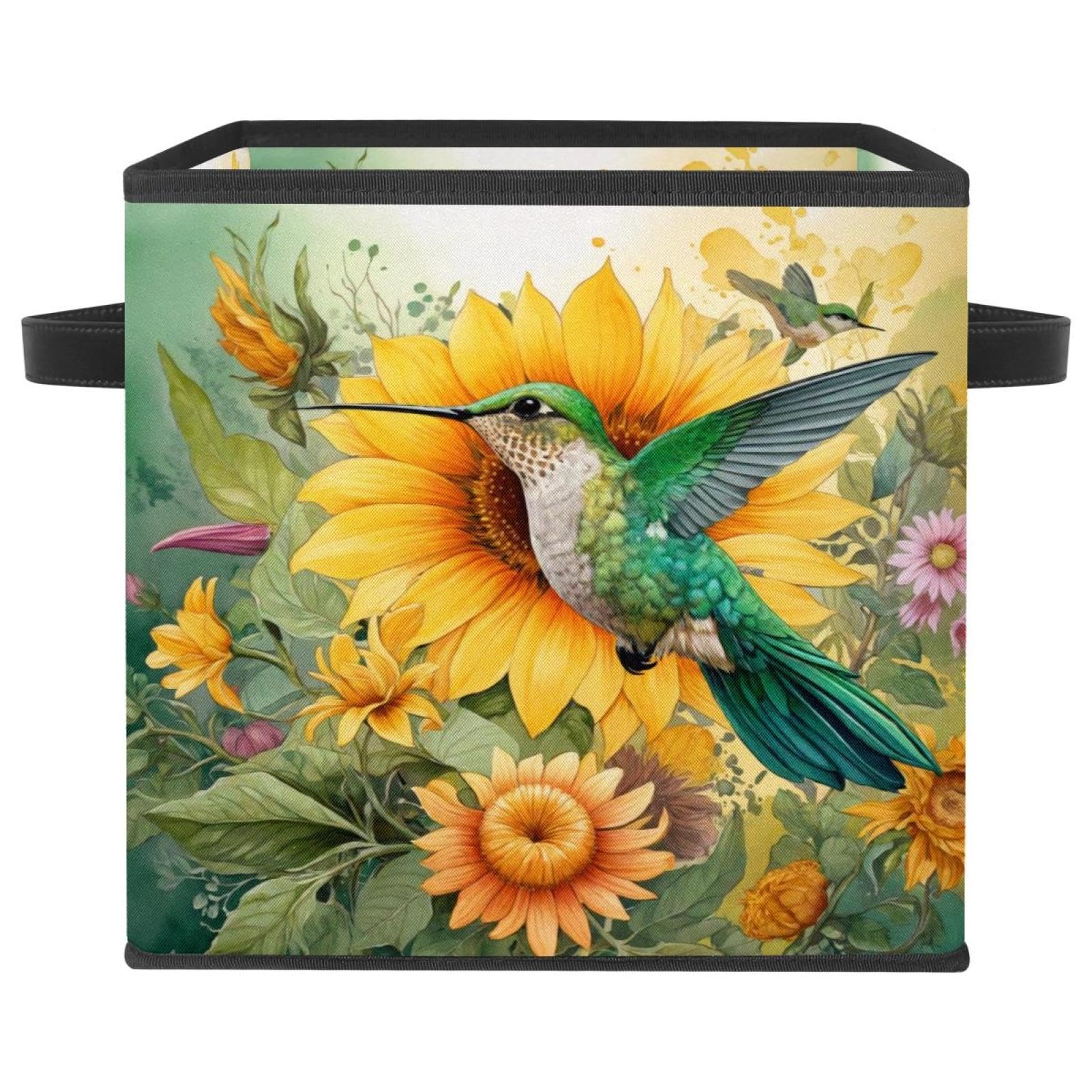 Panier de rangement colibri et tournesol pour décorer le salon