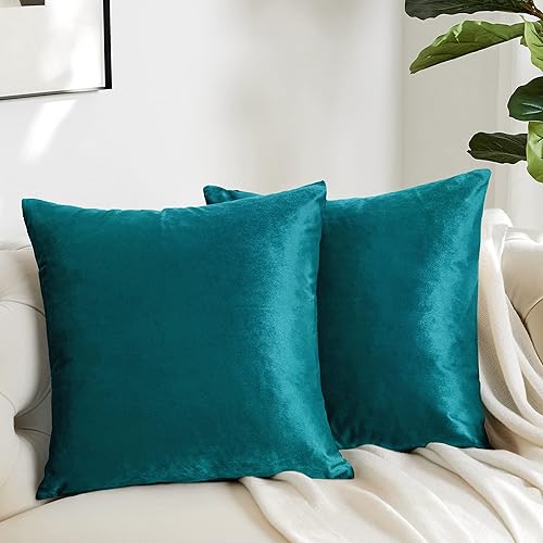 Fundas de almohada GIGIZAZA decorativas de 18 x 18 pulgadas, fundas de almohada para sofá color verde, fundas de almohada cuadradas de terciopelo Fundas de almohada GIGIZAZA decorativas de 18 x 18 pulgadas, fundas de almohada para sofá color verde, fundas de almohada cuadradas de terciopelo