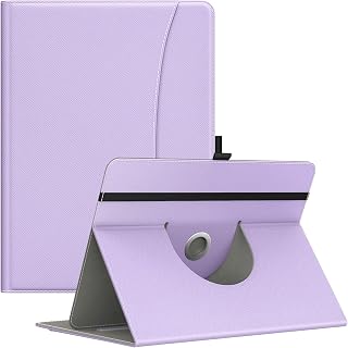 MoKo Universal Case for 9"-11" iPad 9th Gen/iPad Air 5th Gen/iPad Pro 11/Samsung Galaxy/Lenovo Tablet, Lightweight PU 360 Degree Rotatable Shell Cover Case,with Kickstand & Pocket, Taro Purple