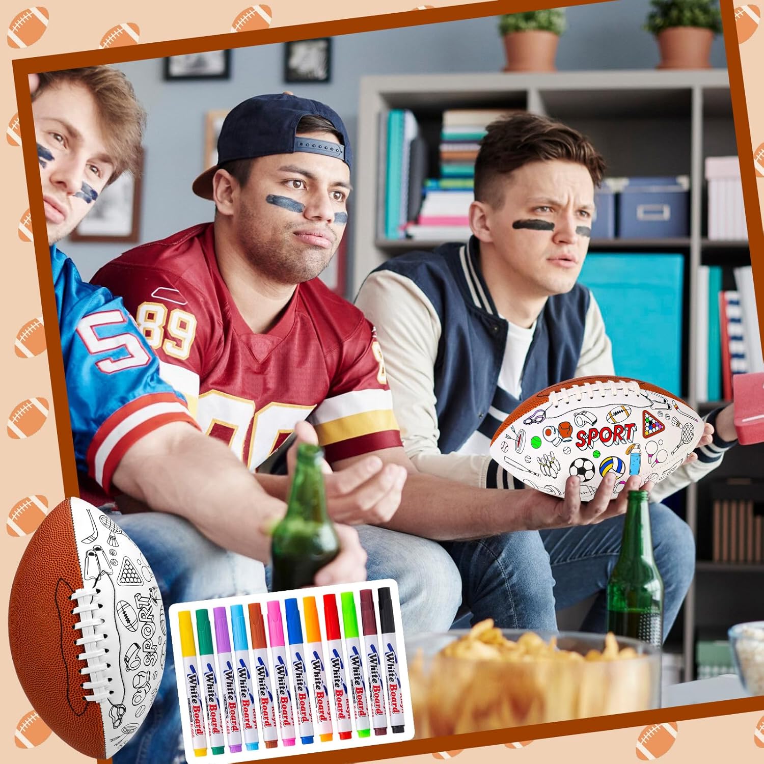 Size 6 Kids Football Custom Color Youth Size Football Color Your Own Footballs Includes Air Pump 12 Pcs Makers DIY Coloring Footballs Craft Gifts 10.4 Inches Youth Football Toys For Boys Sport Fans