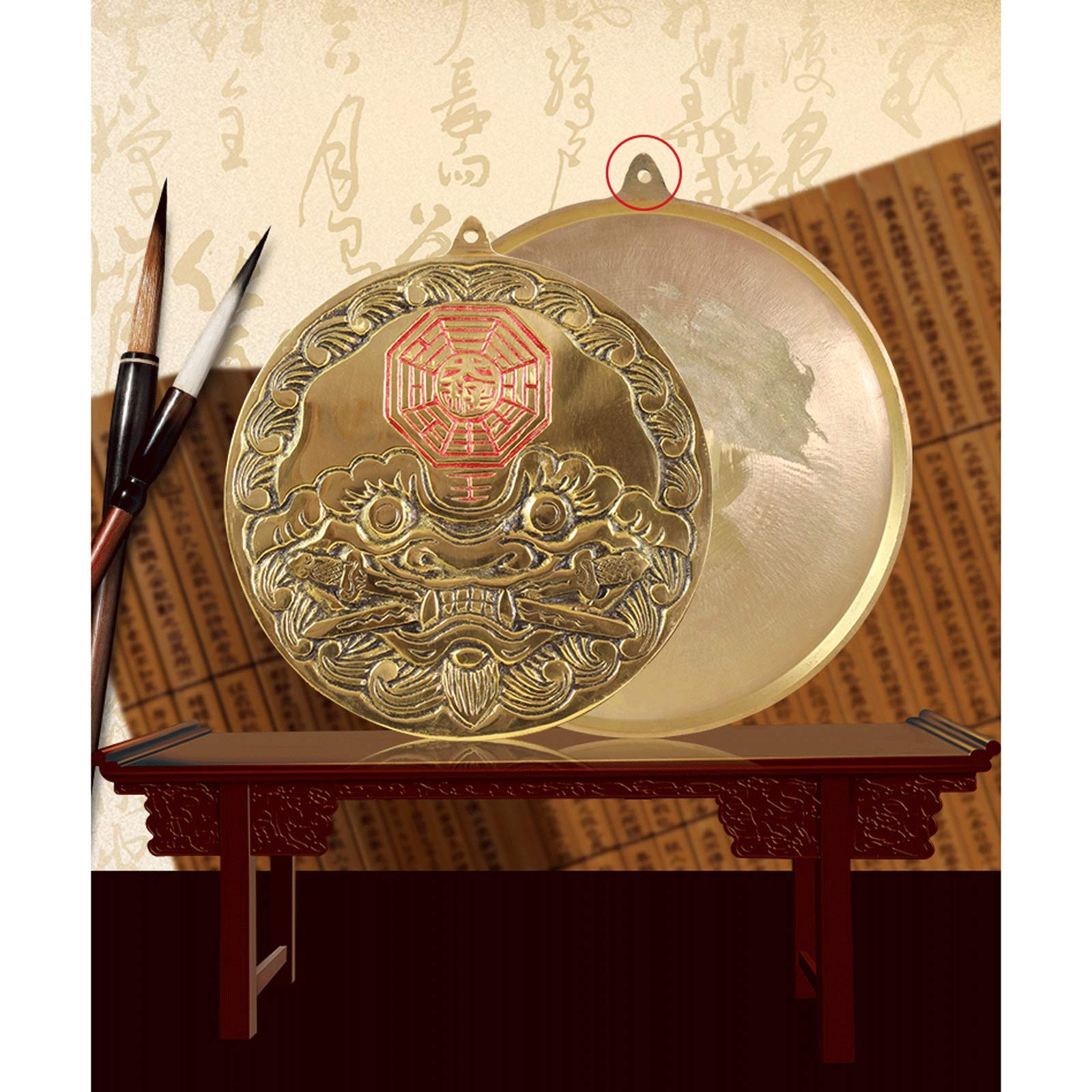 Miroir Feng Shui Chinois，Miroir Bagua, Miroir Bagua Miroir Convexe Miroir Bagua Miroir Bronze Miroir Feng Shui Artisanat Miroir Tête de Tigre (Taille: 17,5 cm) (Taille: 15 cm) (Taille : 15 cm) ( Size