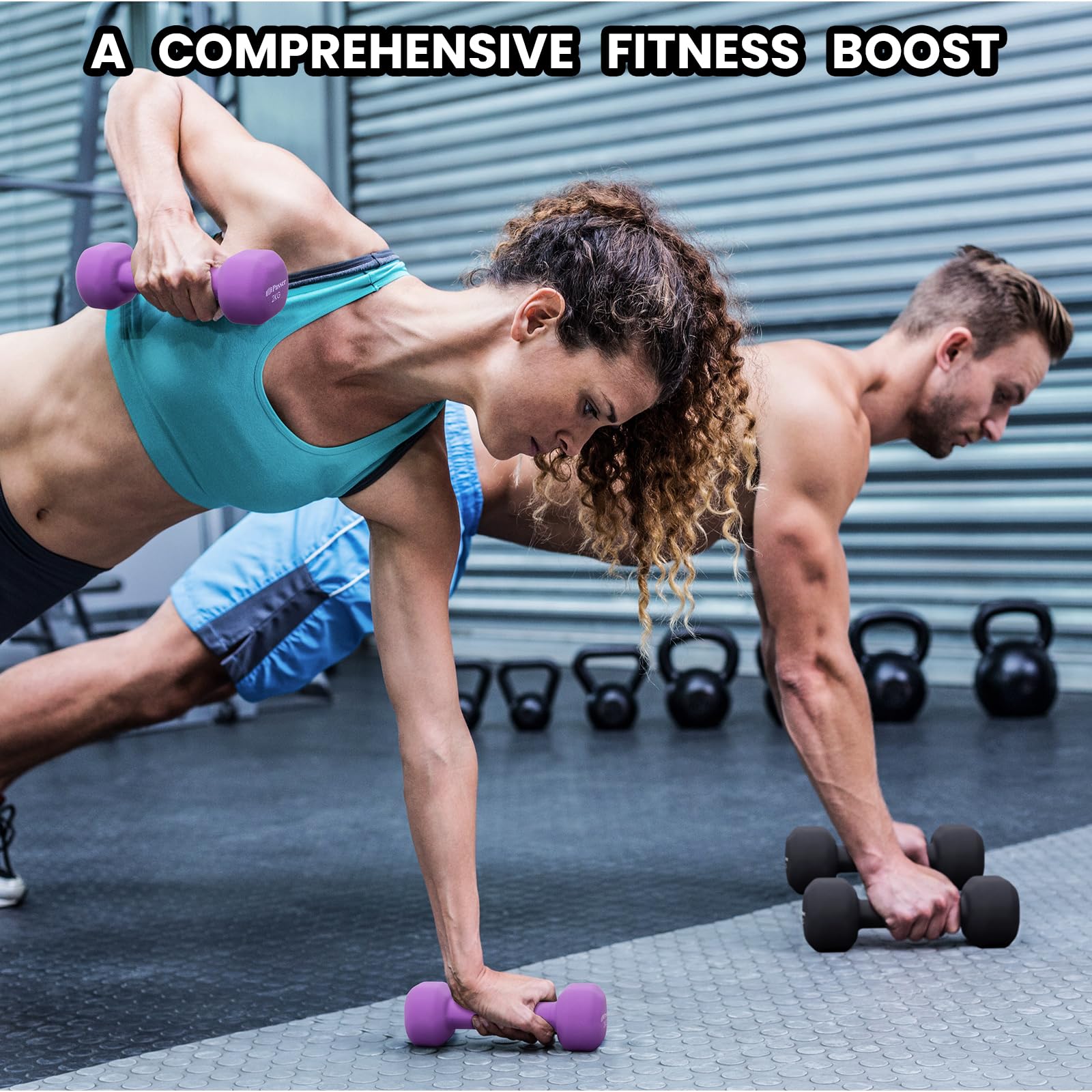 Neopren Hanteln Set mit 3-Tier Ständer, inkl. 2 × 1 kg, 2 × 2 kg, 2 × 3 kg, Hanteln Frauen Männer, Hantelset Kleine Kurzhantelset Gewichte Hantel für Damen - Krafttraining, Fitnesstraining, Gym
