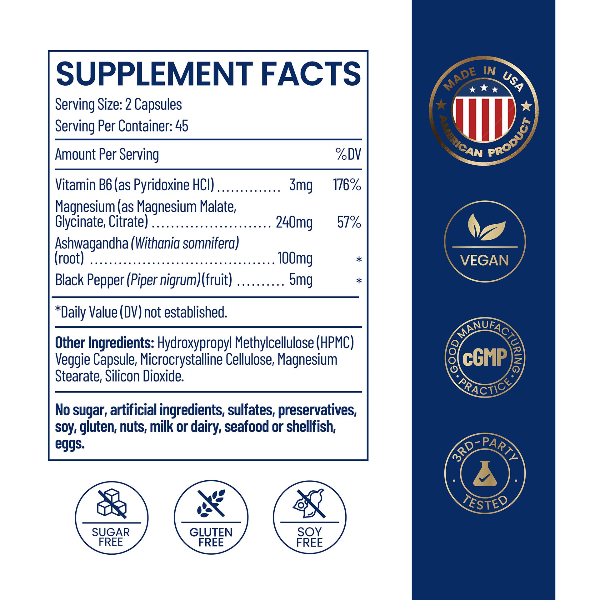 Magnesium Ashwagandha Glycinate Supplement for Sleep, 90 Capsules — Amazon image 7