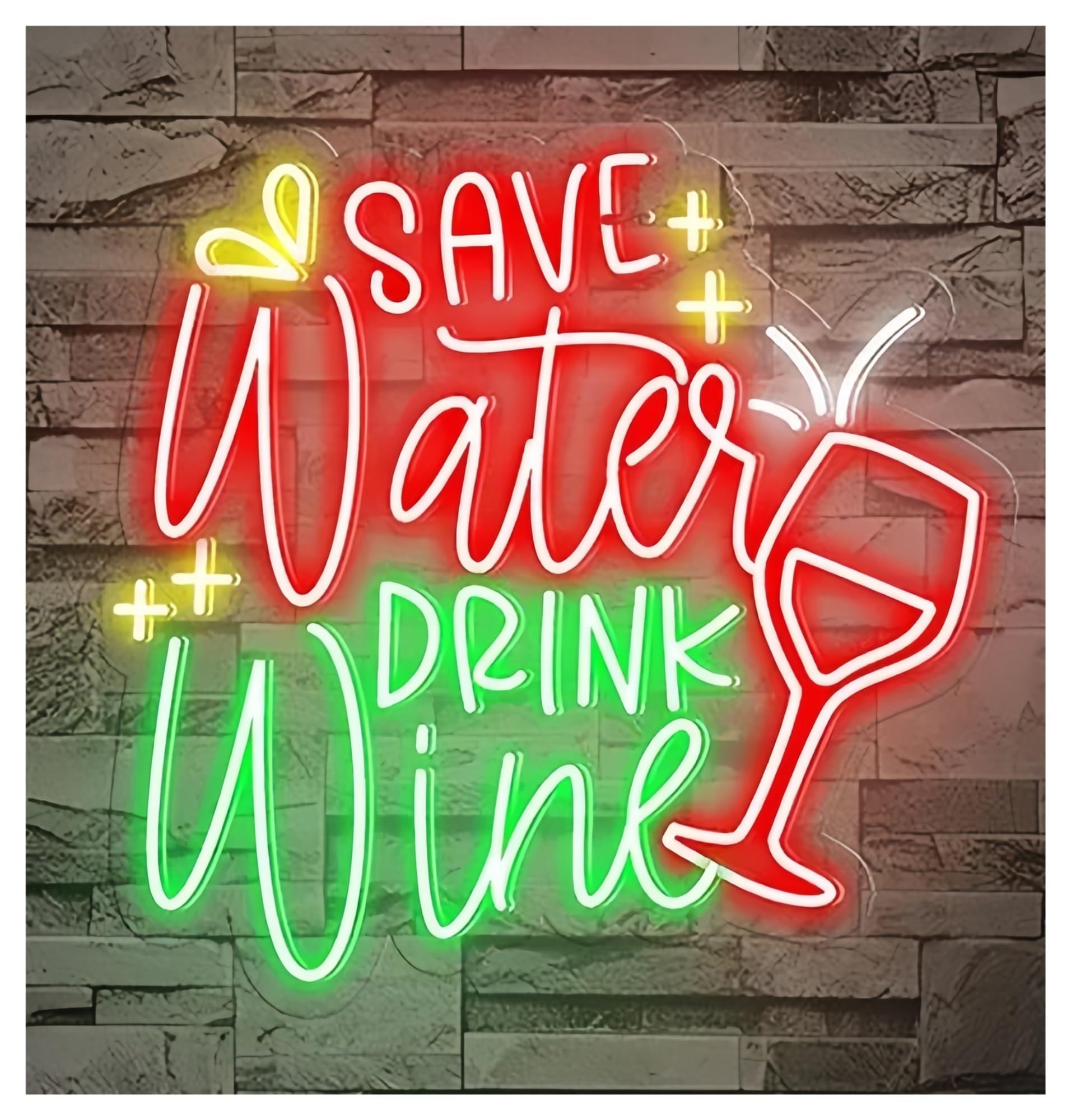 Shouxi D Sign Lamp Save Water Rink Wine Neon Sign Wine Rinking Bar Wall Hanging 55Cm(D)