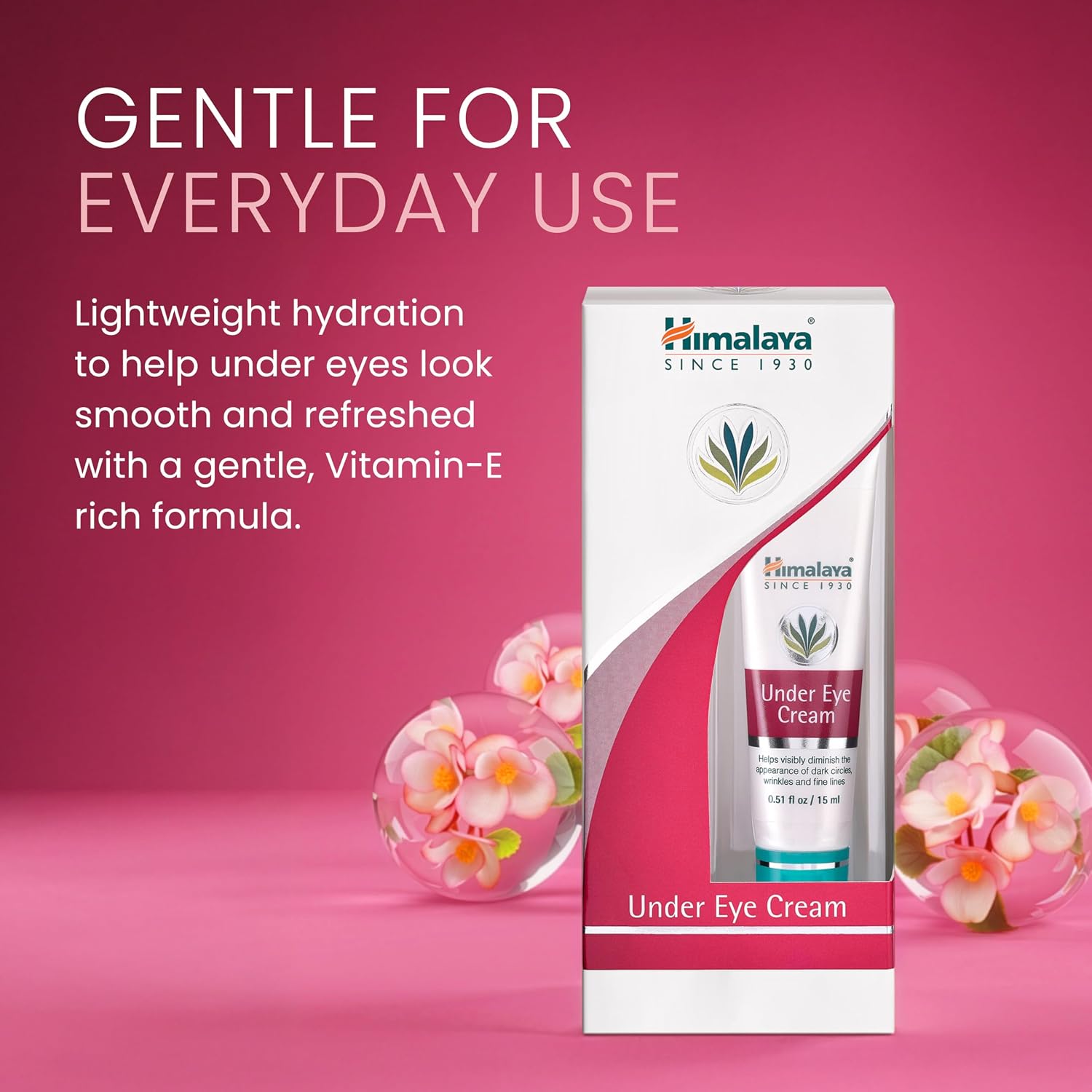 Himalaya Under Eye Cream – Smoothing Vitamin E Infused Under Eye Cream​ Diminishes the Look of Dark Circles, Puffiness, and Fine Lines - 0.51 oz (15 ml)