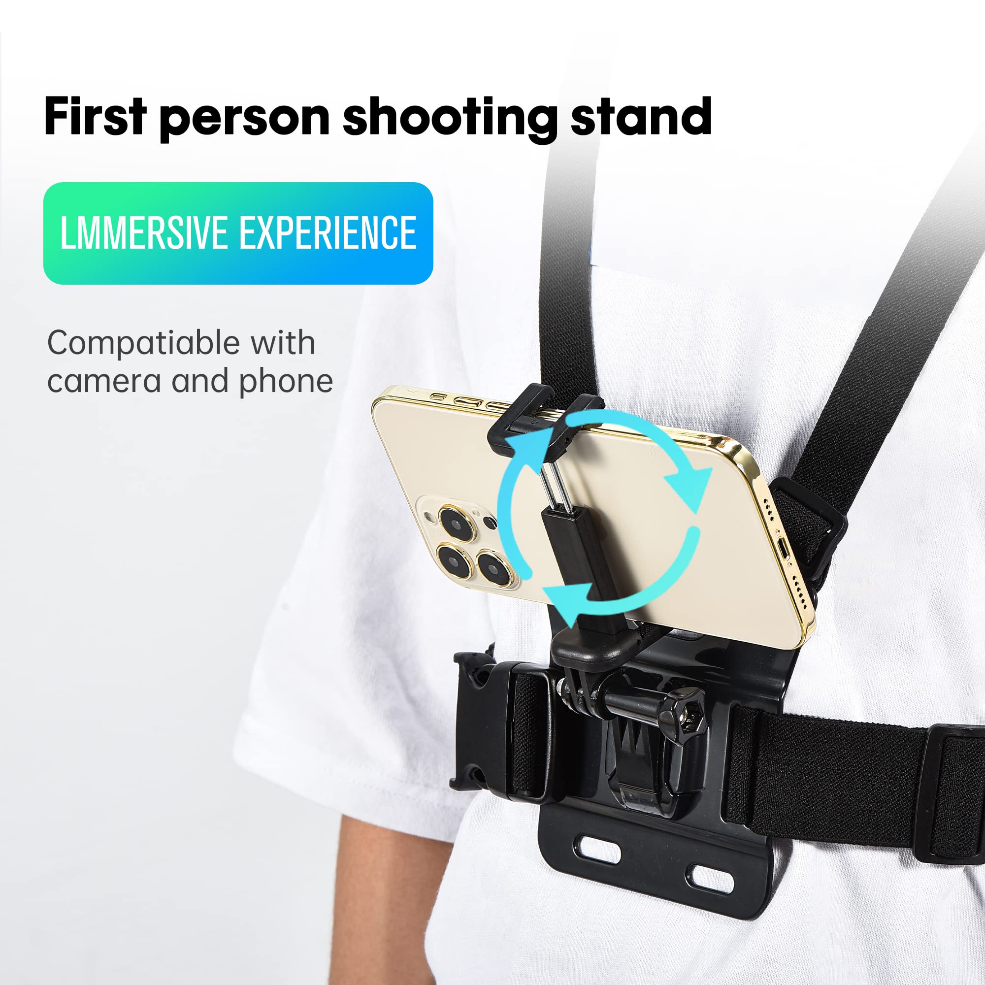 Brustgurthalter Verstellbar Brustgurt Halterung Chest Mount mit J-Haken | Kompatibel mit GoPro, Insta360, DJI Osmo, Action-Kameras, Smartphones | Für Outdoor Abenteuer & Extremsportarten