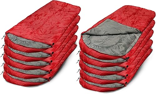 Paquete de 10 sacos de dormir ligeros para camping, 3 estaciones, clima cálido y fresco, equipo al aire libre, adultos y niños, senderismo,