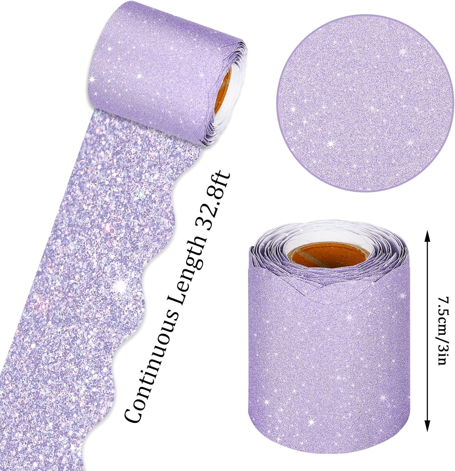 Whaline 164 Ft Spring Easter Bulletin Board Borders Glitter Pastel Classroom Borders Trim Scalloped Candy Colors Die-Cut Bulletin Board Decorations for Back to School Home Office Chalkboard, 5 Rolls