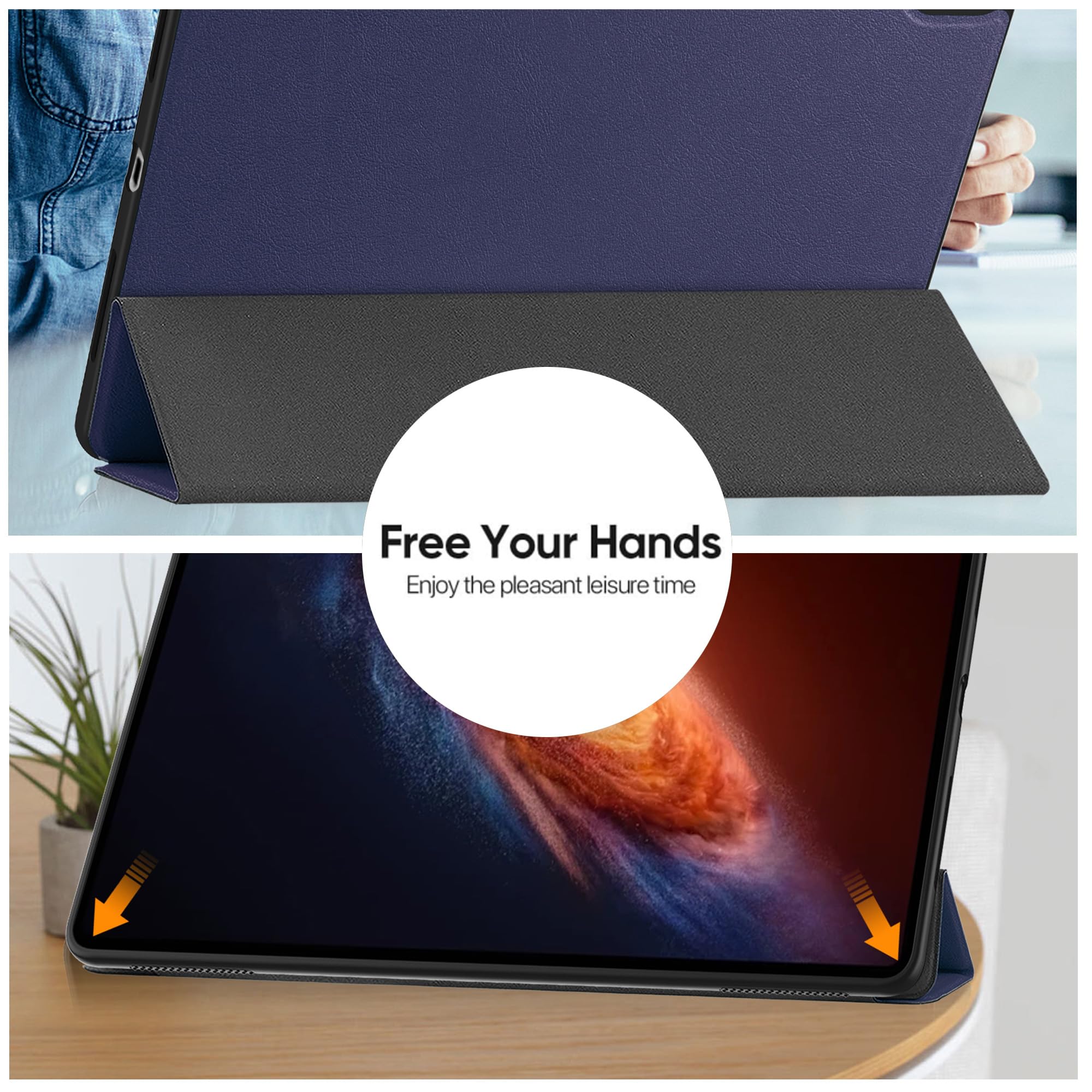 Custodia per Honor Magic Pad 4 12.3" Cover in Pelle Case, + [1 Pezzi] Vetro Temperato Pellicola Protettiva [Auto Svegliati/Sonno][Supporto Funzione ] [Anti-Scratch] Blu