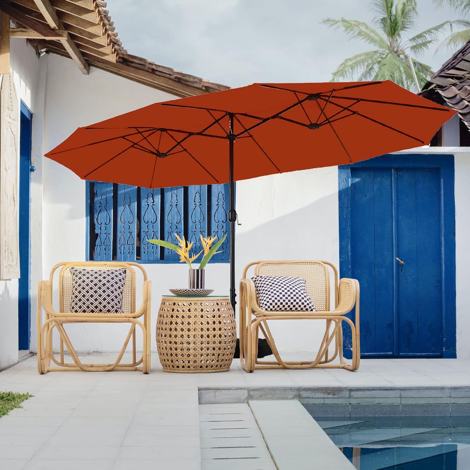 Buy HERA'S PALACE 13 Ft DoubleSided Twin Patio Umbrella, Outdoor