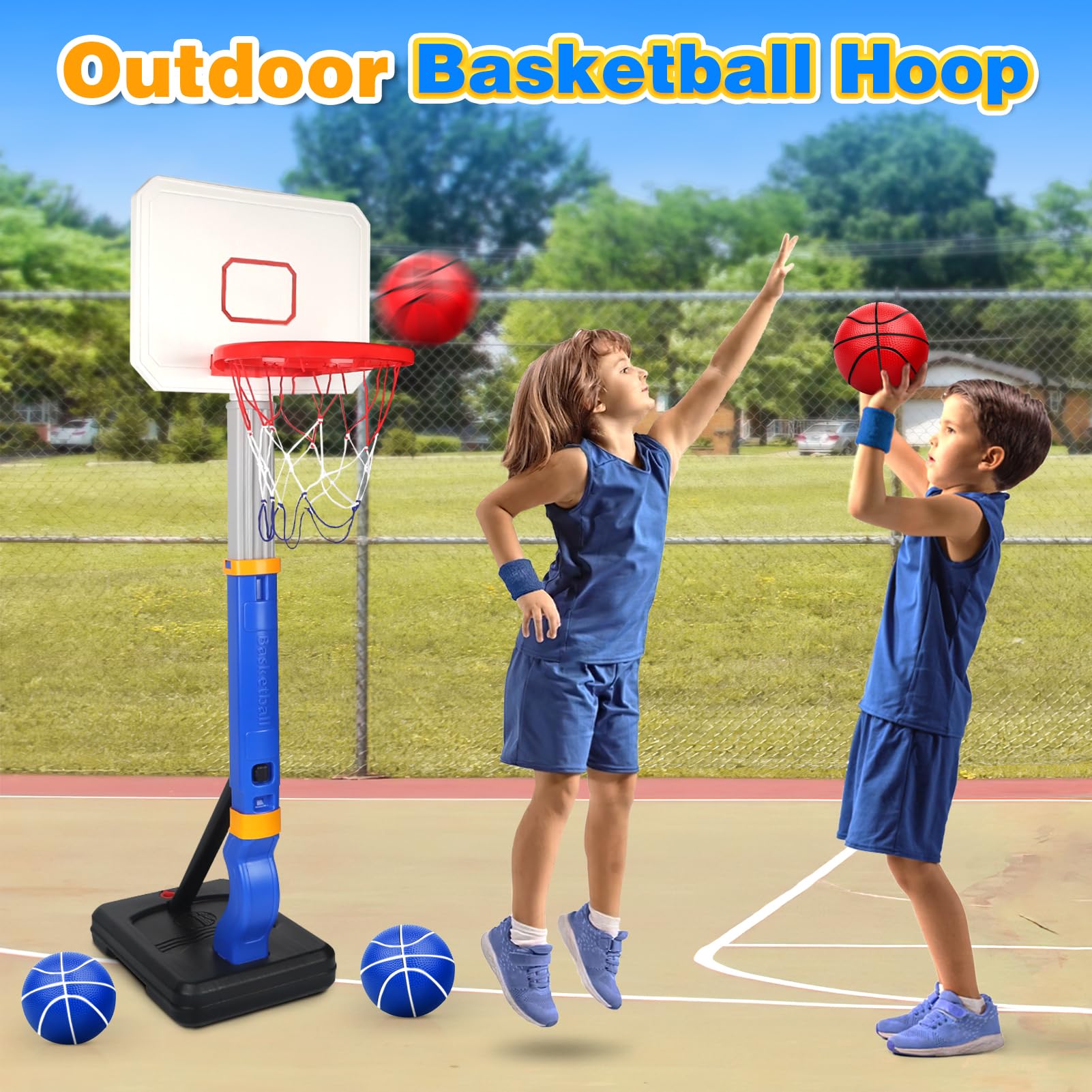 YIMORE Panier Basket Enfant, Panier De Basket Enfant pour Intérieur Extérieur, Hauteur Réglable De 70 à 138 cm, Portable Panier De Basket Intérieur Idéal pour Les Enfants De 3 à 8 Qns