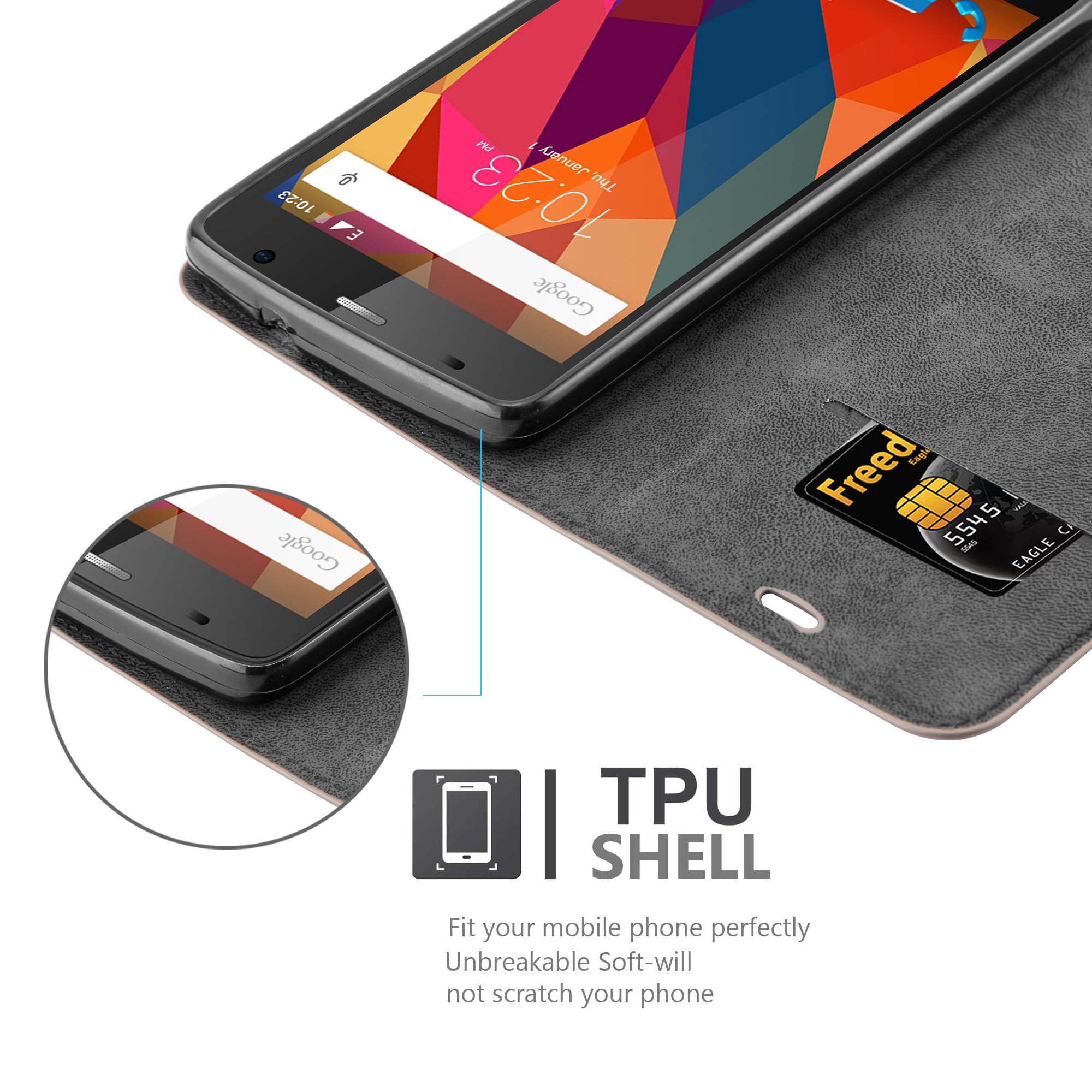 Cadorabo Custodia Libro per ZTE Blade A5 2019 in NERO CARBONE - con