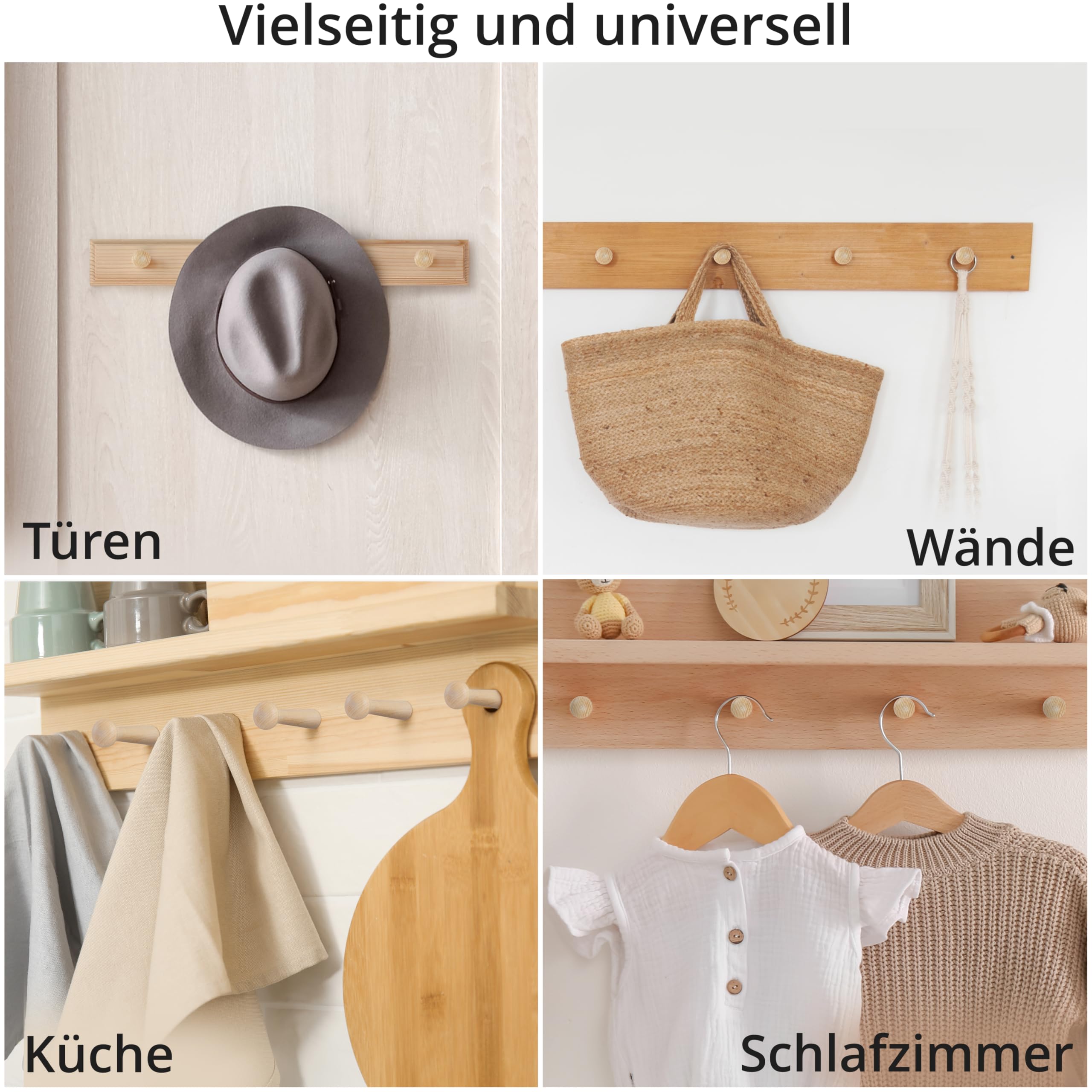 HARDWOOD Kleiderhaken 10er Set - Dunkelgrau Vernickelt