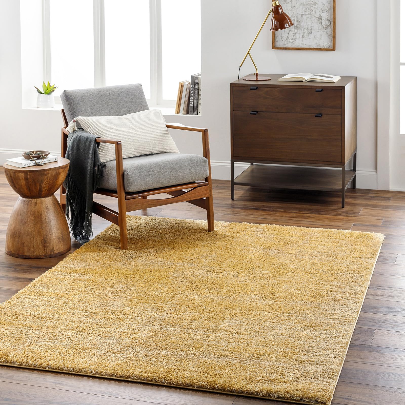 Livabliss Shaggy Rug Shaggy Rug - Modern Berber Rug Living Room 120x170 cm, Soft Shaggy Rugs for Bedroom - Neutral Boho Fluffy Rug, Easy Care Plush Thick Pile - Large Rug, Yellow Rug