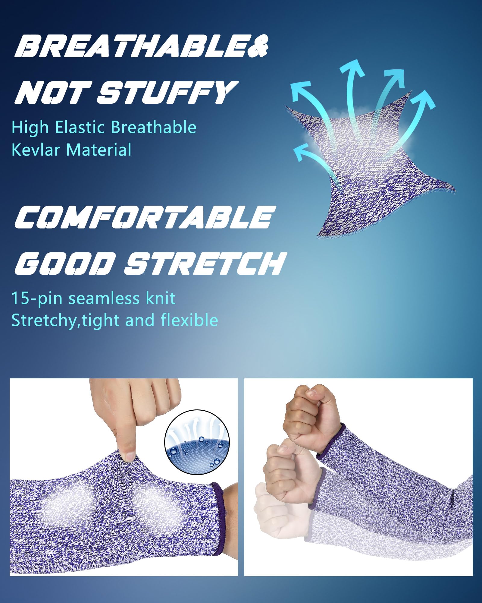 Neer Lot de 3 paires de manchons de protection pour bras résistants à la coupe, niveau 5, pour la peau fine et les manchons de protection anti-bruissement pour les bras