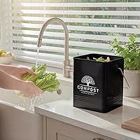 Vista 5 de PERFNIQUE Contenedor de compost de cocina, contenedor de compostaje para encimera de 1.7 galones con tapa, contenedor de compost interior incluye 2