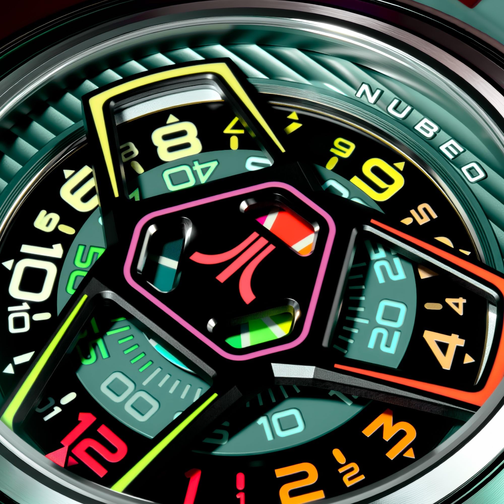 Nubeo Ventana Reloj automático Atari Gamestation Pro para hombre con correa de goma 48 mm NB-6125