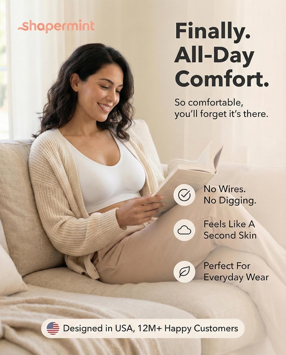 SHAPERMINT Wireless Bras for Women No Underwire – Small to Plus Size Bralettes with Support and Natural Lift - Image 2