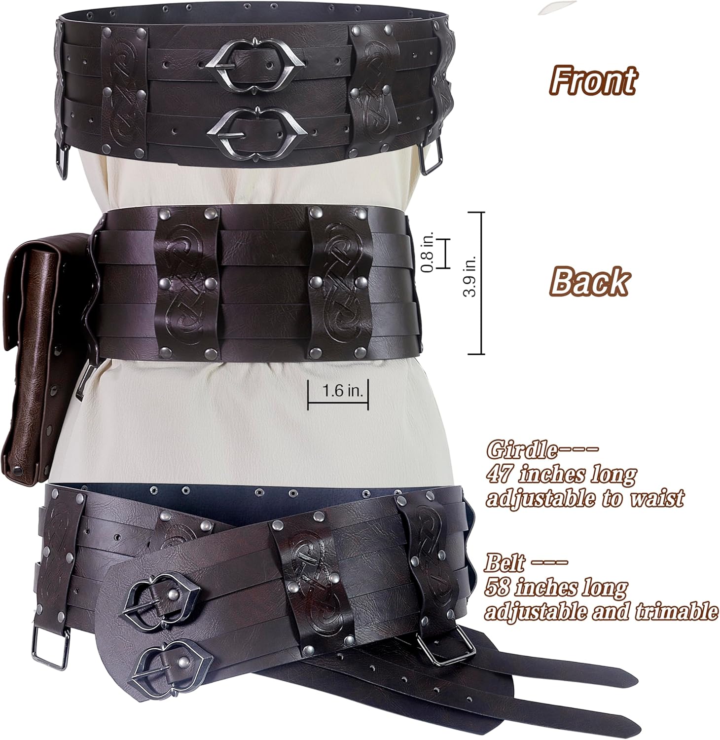 Kids Medieval Peasant Costumes Boys Renaissance Viking Cosplay Sets with Belt Pouch for Halloween 4-12years - Image 5