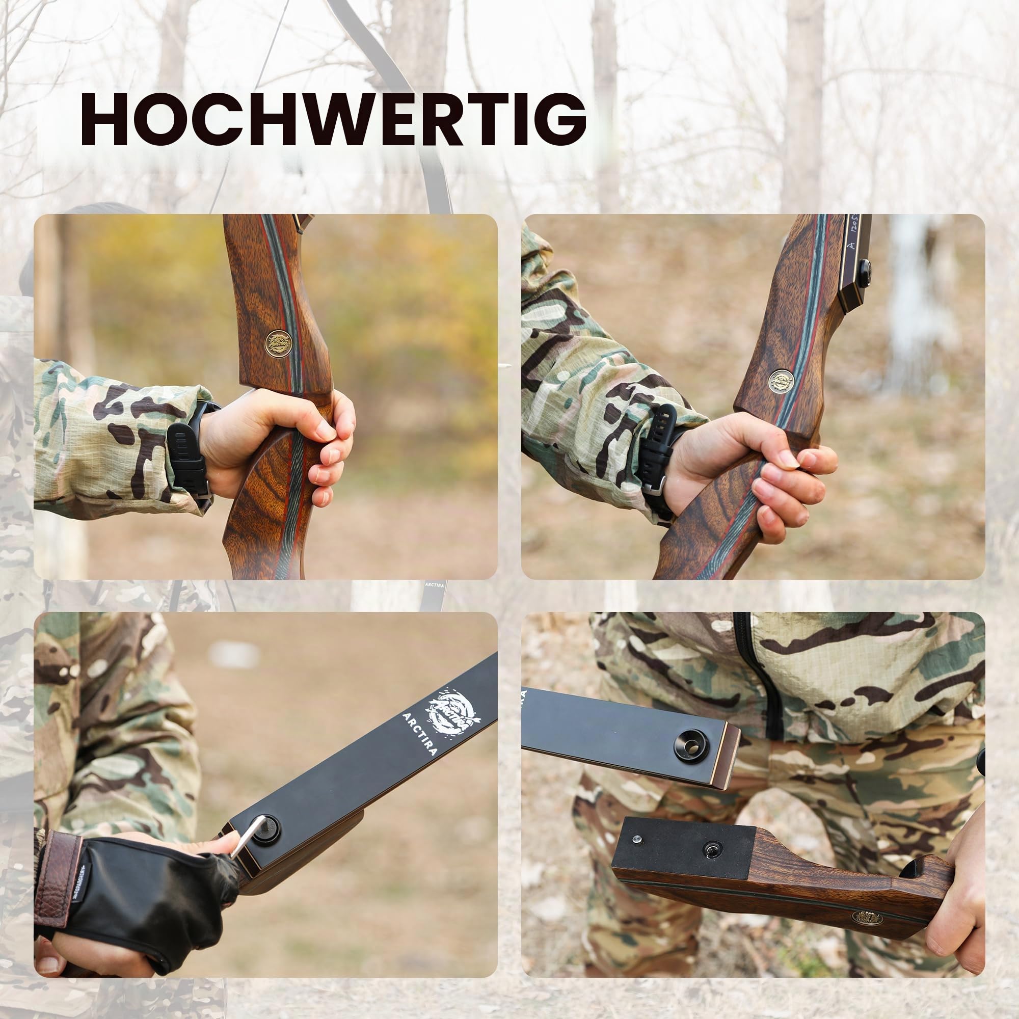 Bogenschießen Recurvebogen Takedown Traditioneller Jagdbogen mit Bambuskern Limbs und Holzgriff Erwachsene Anfänger Zielübungen Rechte Hand