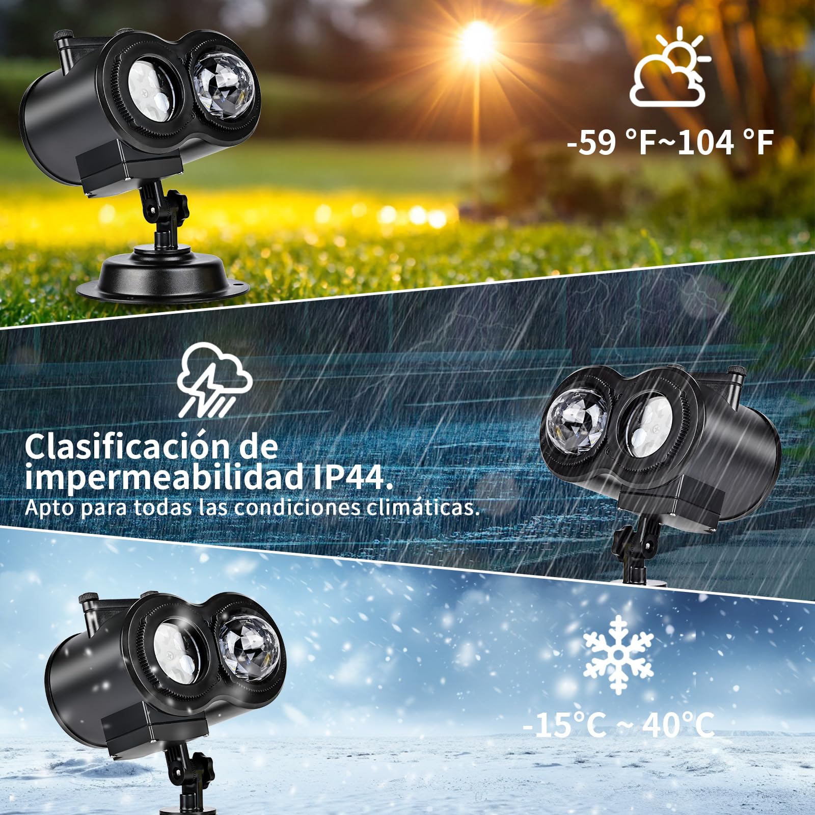Proyector Navidad Exterior y Interior, Decoración Proyector Luces Navidad Exterior Fachada con Control Remoto, 16 Diapositivas de Patrones y 10 Efectos de Olas, Impermeable