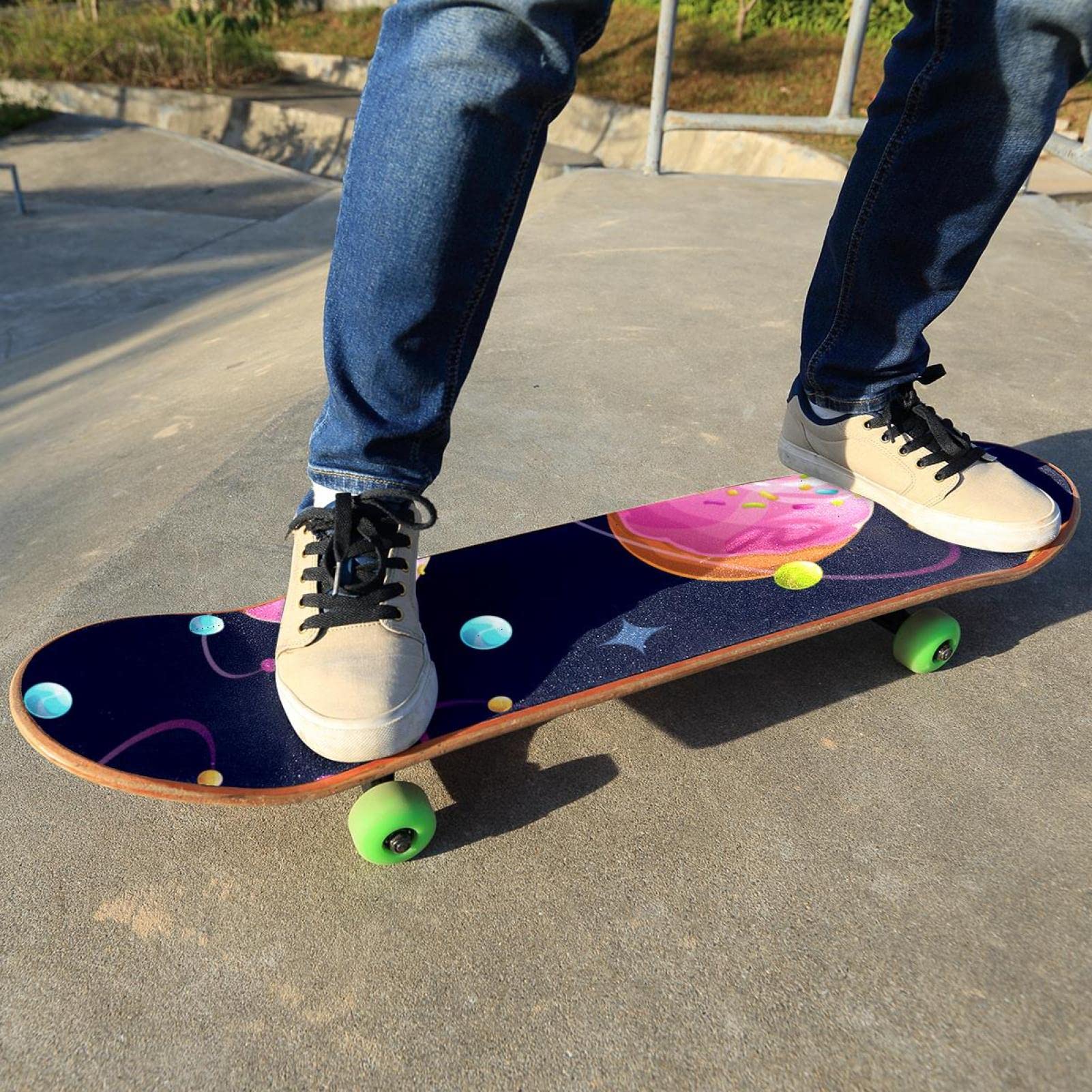 Space Donut Planet Universe 2 Stück Skateboard-Griptape Bogen Schleifpapier Longboard Aufkleber Roller Deck Sandpapier