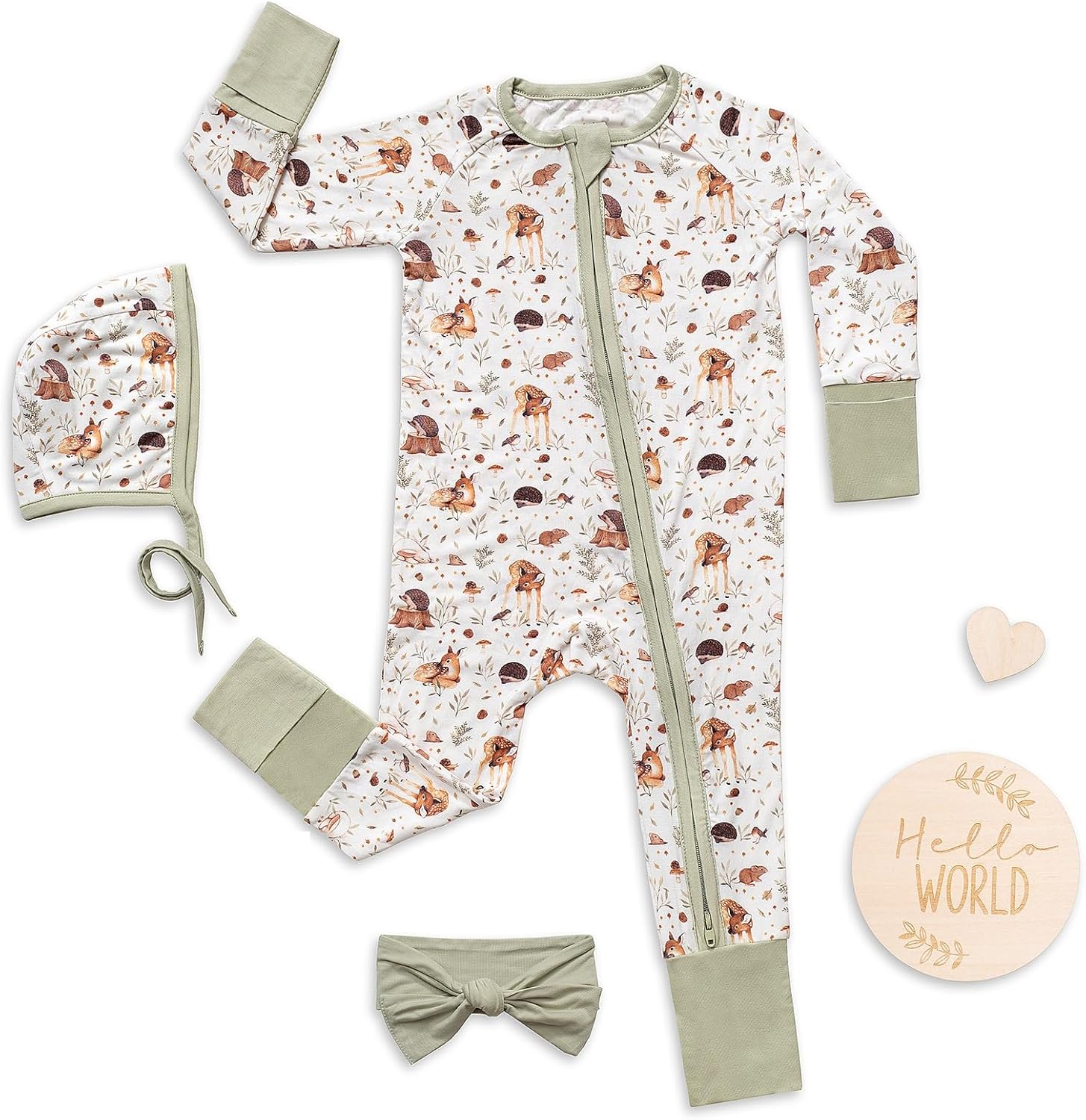 Miaoberry Pajama Set for Baby Boys & Girls – Viscose from Bamboo Sleepwear Set - Deer Woodland