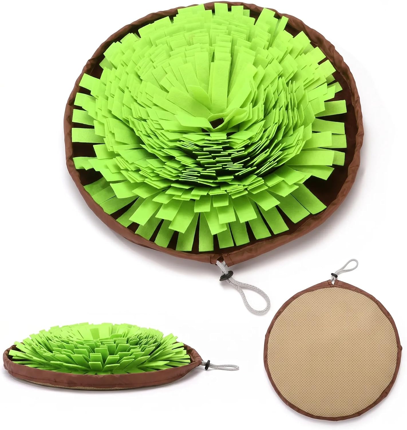 Dog Feeding Mats for Dogs, Interactive Feed Game for Boredom, Encourages Natural Foraging Skills for Cats Dogs Bowl Travel Use, Pet Snuffle Mat for Dogs,Grass Green 14.17in