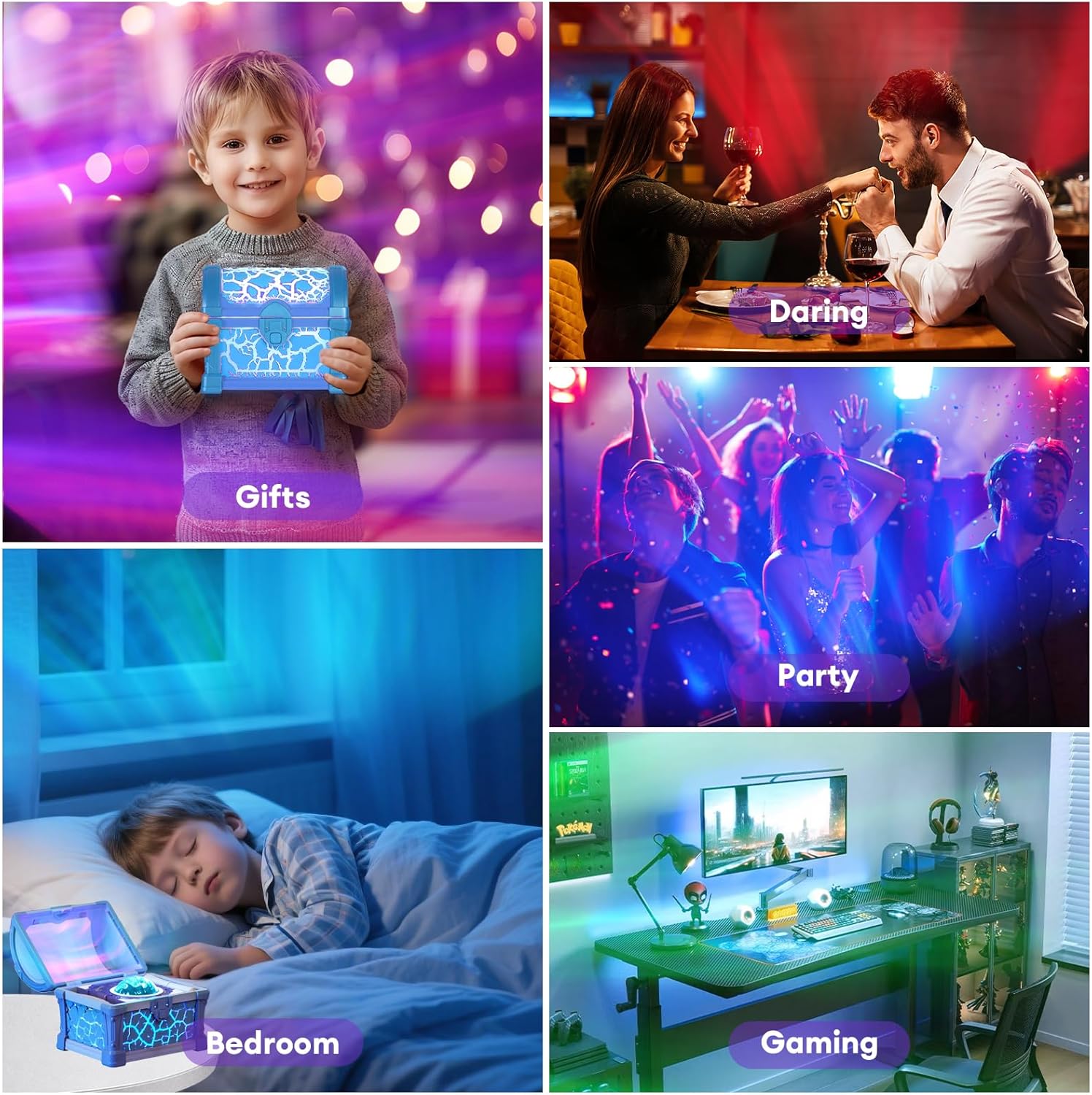 Northern Lights Projector, Galaxy Projector for Bedroom, Star Projector Night Light with Remote Control/Timer Function,LED Projector Light with 8 Lighting Modes (Blue)