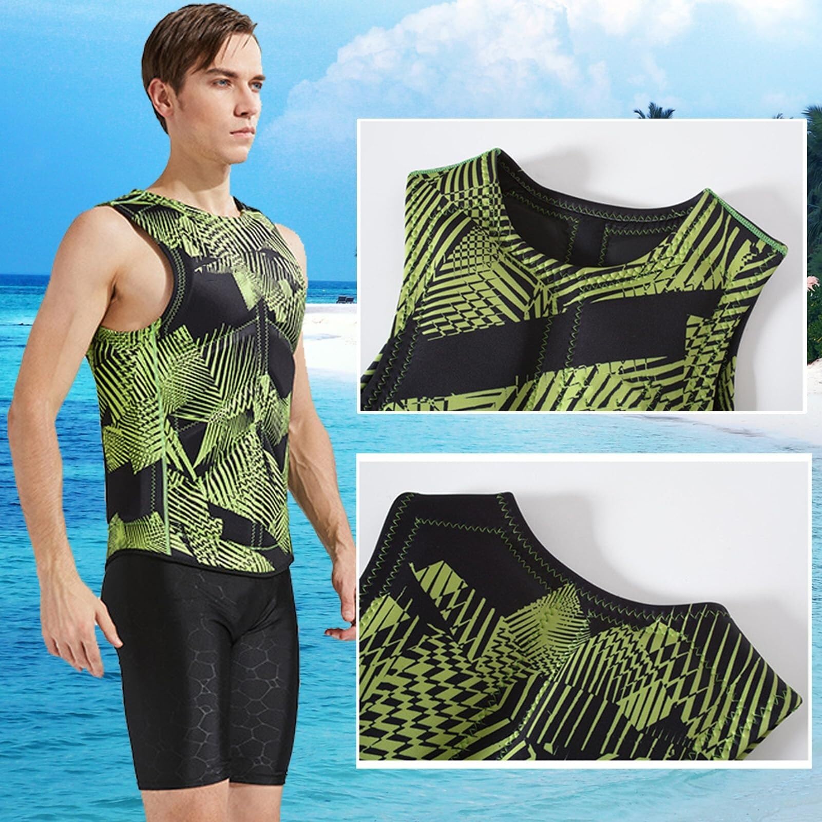 Swim Vest Adult Neoprene High Buoyancy Anti-Collision Side Zipper Swim Vest Water Sports Boating Fishing Kayaking Surfing Canoeing Rafting Outdoor Safety Gear Equipment