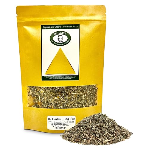 4D Herbs - 2 oz. Té revitaliza el pulmón y respira - 9 potentes hierbas naturales para el bienestar bronquial - Fumadores y té respiratorio - Té de