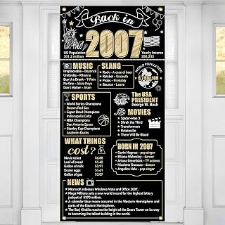 18th Birthday Decorations Back in 2007 Door Banner for Boys Girls, Black Gold Happy 18 Birthday Door Cover Party Supplies, Eighteen Year Old Bday Background Poster Sign Decor