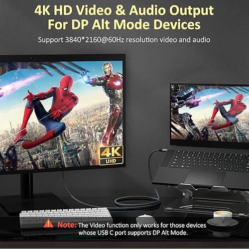 Miniatura 5 de QCEs Cable corto USB C a USB C de 1.65 pies, 20 Gbps USB-C 3.2 Gen 2, cable de video 4K de 100 W PD de carga rápida Thunderbolt 3 compatible con