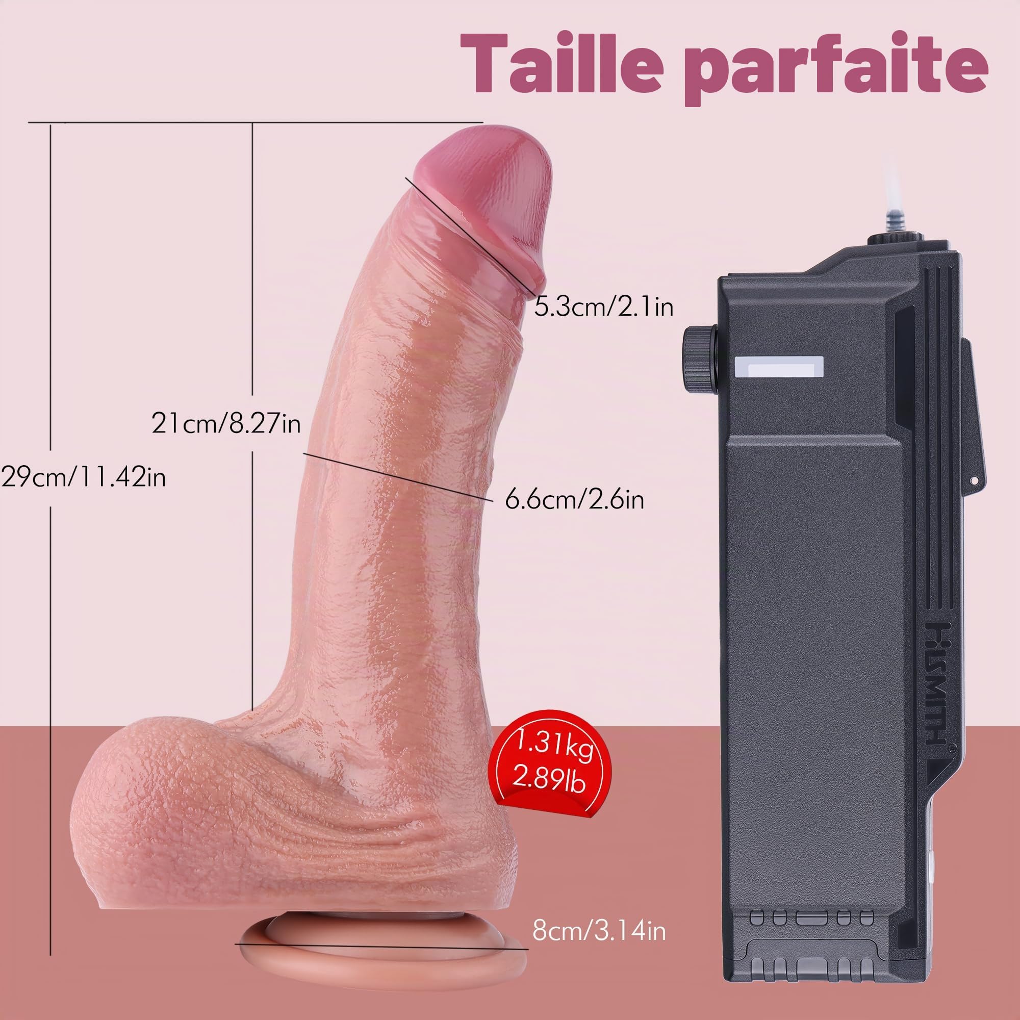 Hismith Godemichet Réaliste Épais Giclant 26,5 cm, Dildo Géant avec Lanceur Automatique de Lubrifiant Contrôlé par Application, Applicateur de Lubrifiant avec Godemichet en Silicone à Ventouse