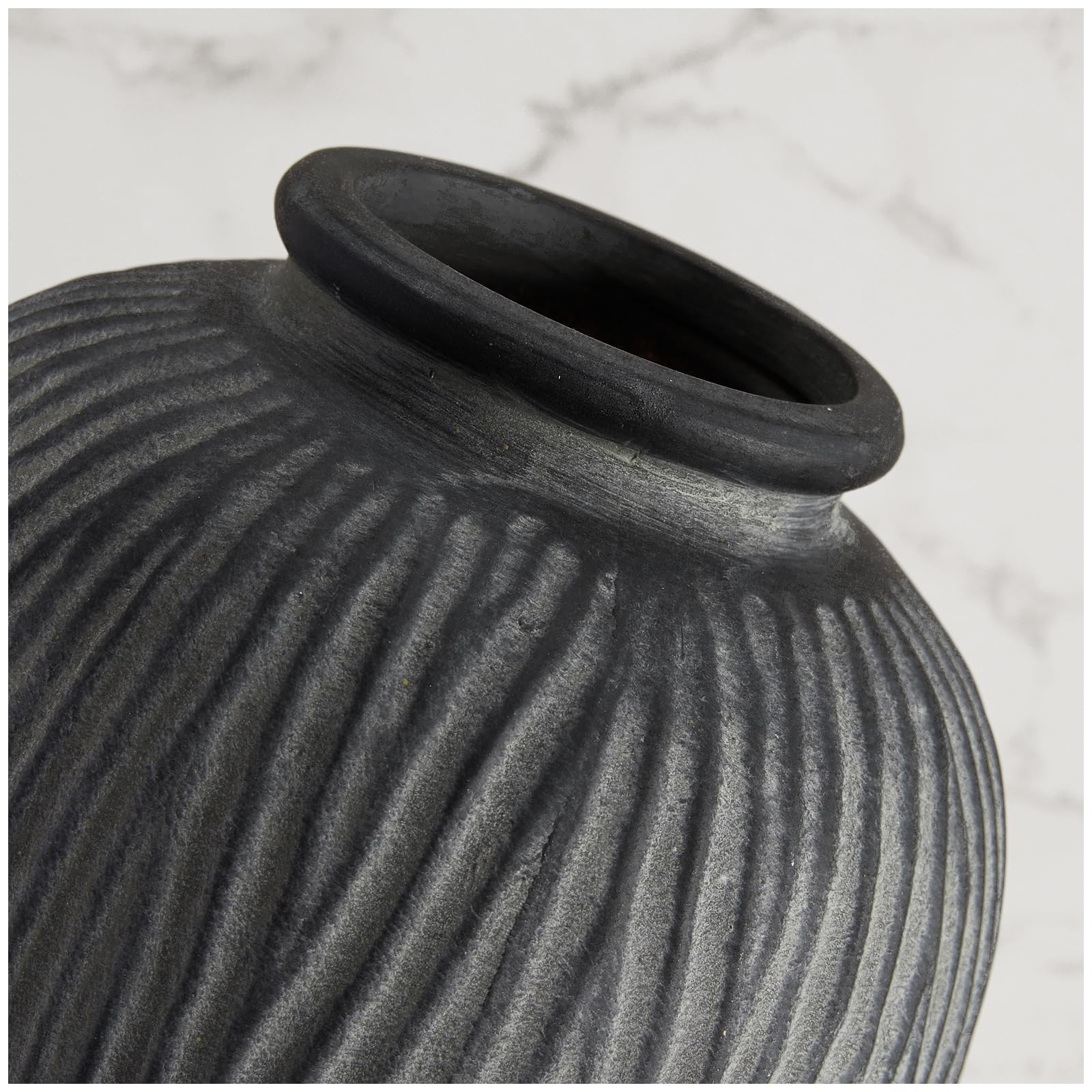 DN DECONATION Vaso da fiori per decorazione domestica, tavolo da cucina, soggiorno, decorazione | Vaso in ceramica da 22,9 cm, grigio scuro, vaso da fiori Wabi-Sabi per soggiorno, centrotavola, vaso opaco per mensola