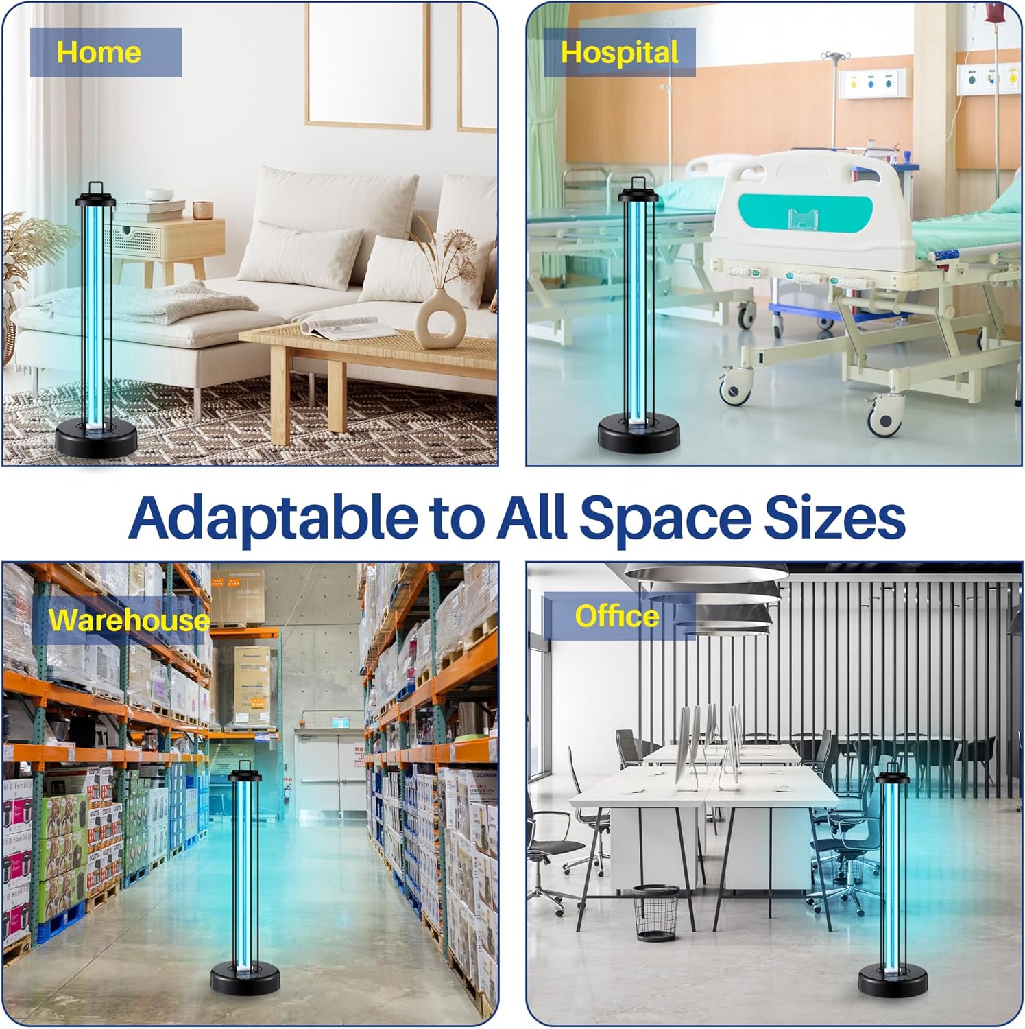 Qualirey 100W UV Light Sanitizer with Ozone Purifier for Room, UV Lamp with 3 Gear Timer Remote Control, Home Disinfection Device for Large Space, Disinfection Faster and More Thoroughly