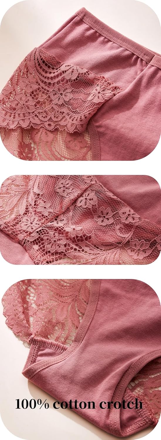 Lace Hipster Panties for Women Sexy Midi Rise Underwear Ladies Plus size Cheeky Panty - Image 6