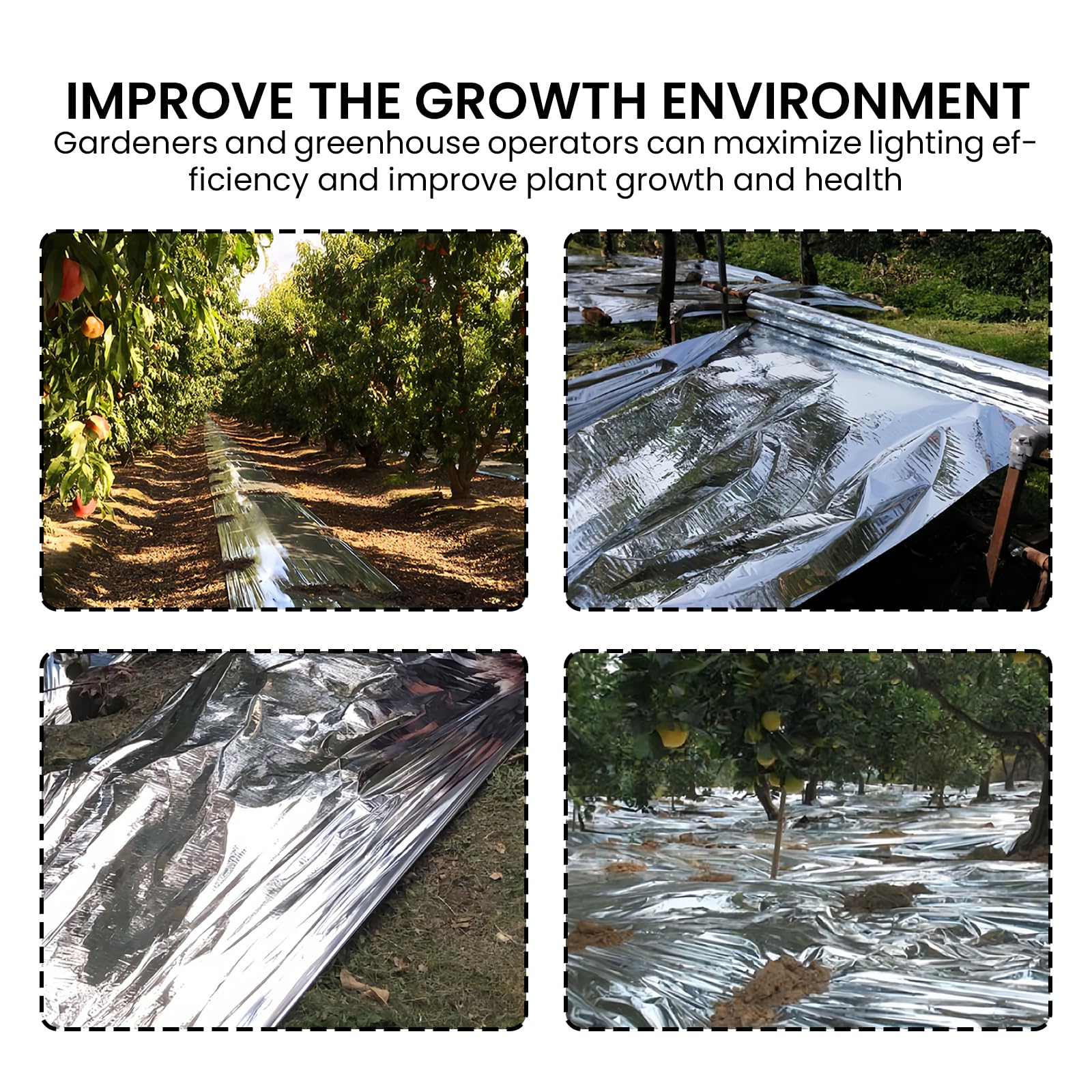 BAIFULAI 8 láminas reflectantes para plantas, película reflectante para plantas, película de Mylar, lámina reflectante plateada, 160 cm x 210 cm para plantas, espacio de crecimiento, camping, tienda