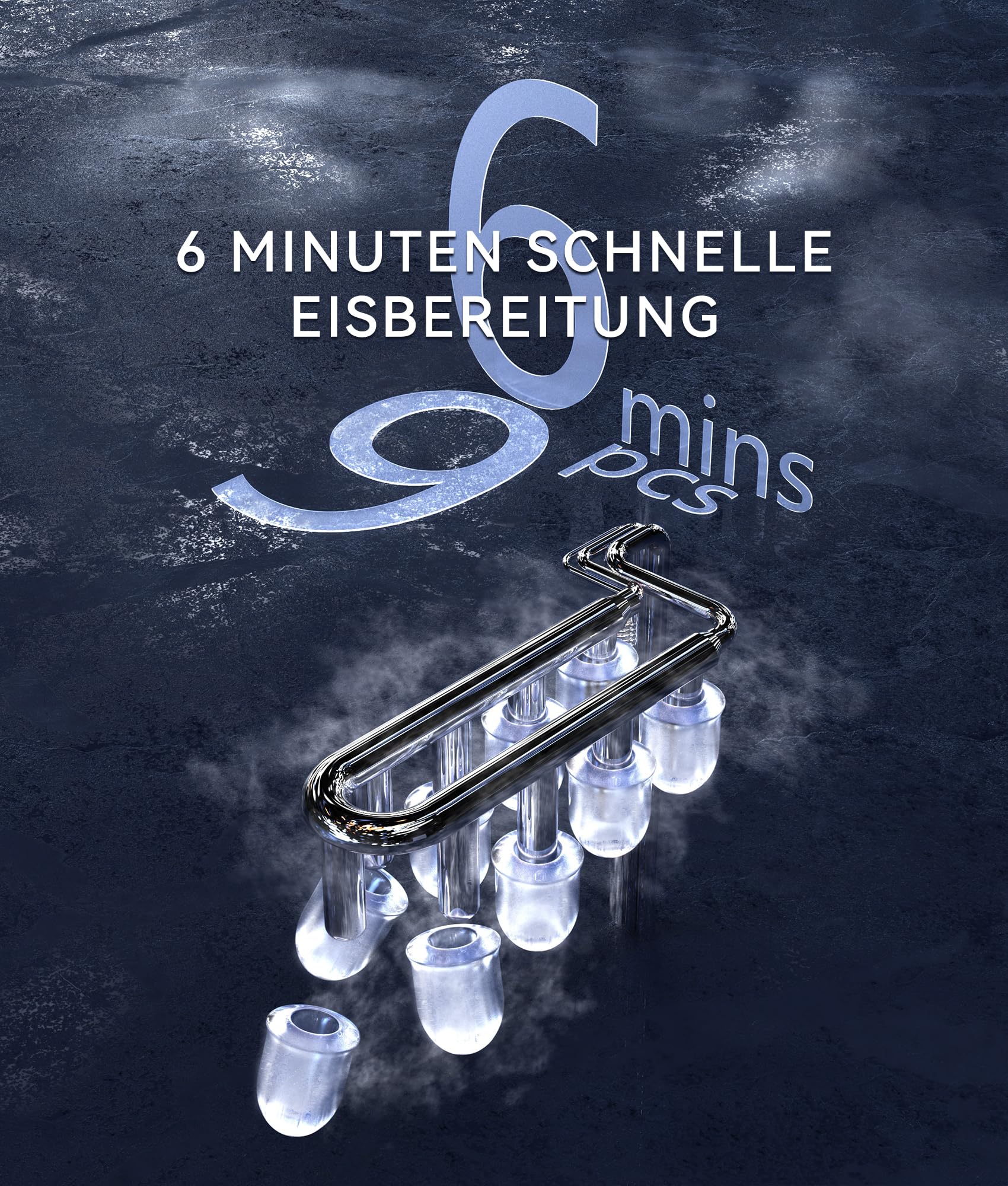 ecozy Eiswürfelmaschine Klein, Selbstreinigende Ice Maker, 2 Eiswürfel Größen, 9 Würfel in 6 Minuten Fertig, 12 KG/24H Schaufel und Korb für Küche, Büro, Bar, Party
