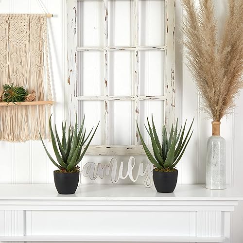 Miniatura 4 de Nearly Natural Planta artificial de aloe (juego de 2)