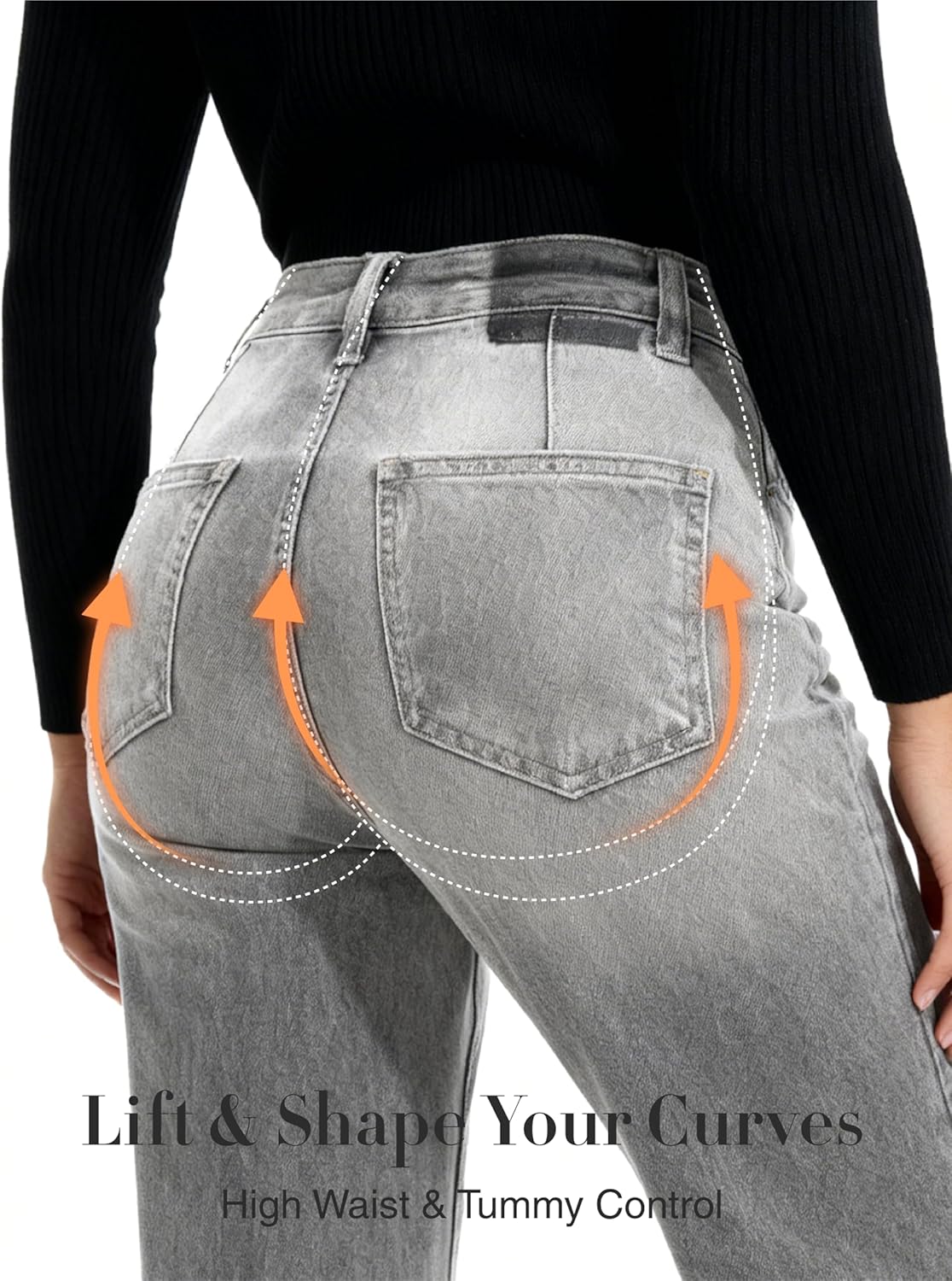 ONESO Wide Leg Jeans for Women High Waisted Stretchy Baggy Jeans BBL Loose Fit Tummy Control Denim Pants Raw Hem Casual