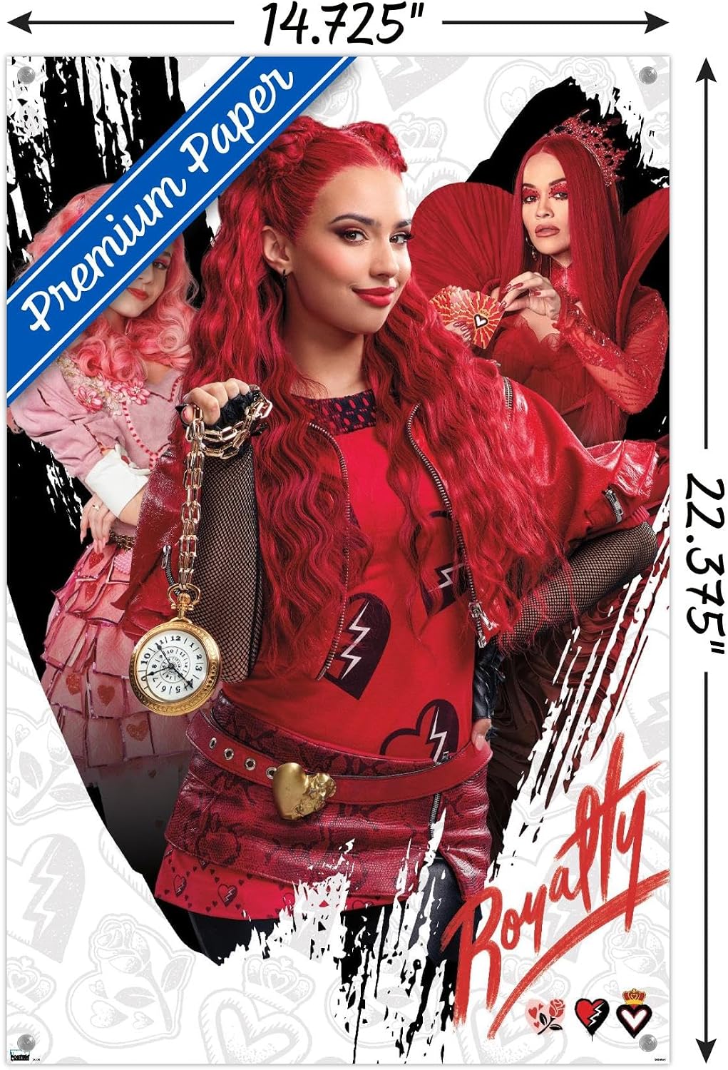 Trends International Disney Descendants: The Rise of Red - Royalty Wall Poster with Push Pins, 14.72" x 22.37", Premium Poster & Push Pin Bundle