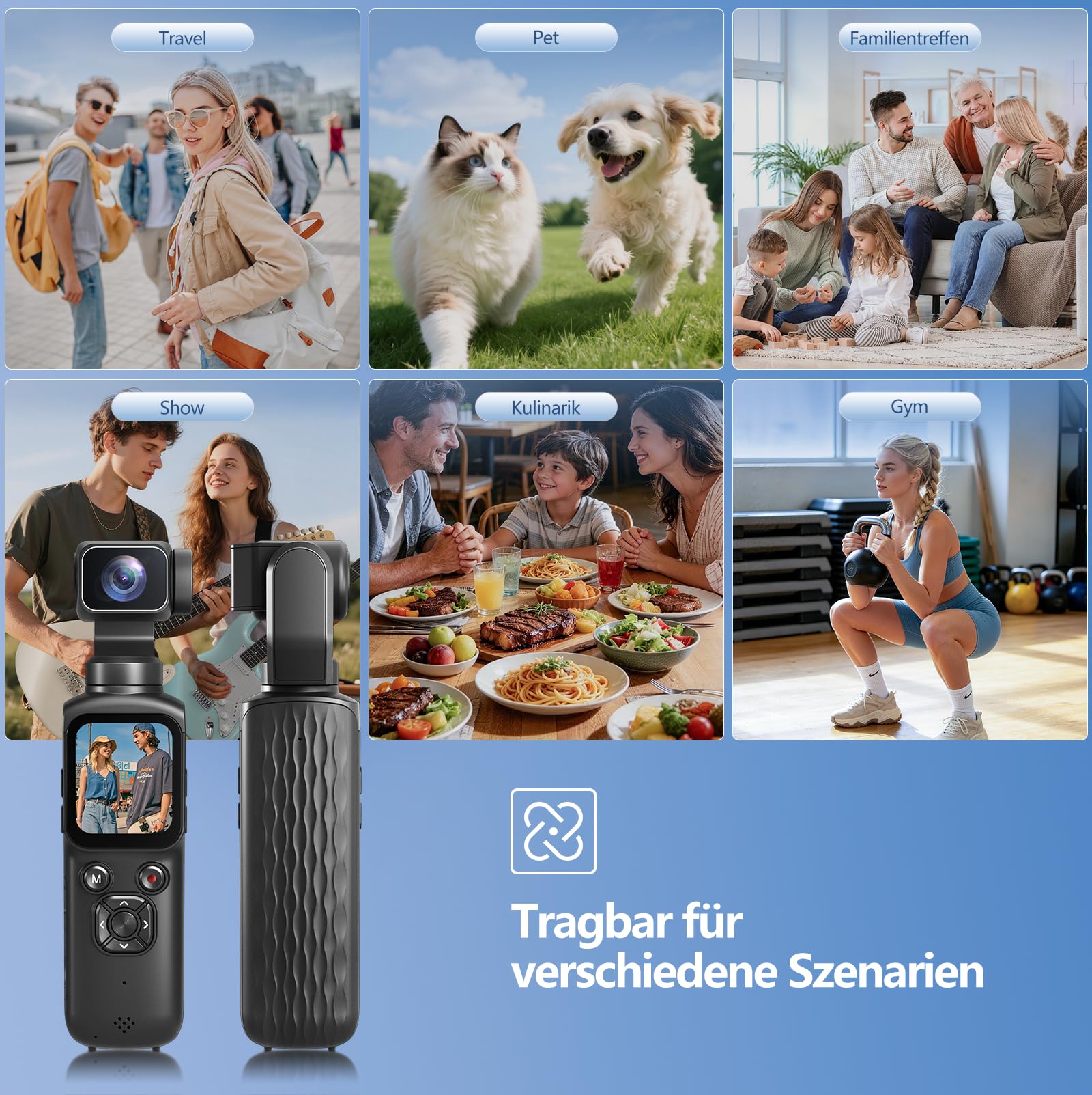 Vlog Kamera 4K, WLAN 75MP Vlogging Kamera, 1.72'' Touchscreen, schnelles Scharfstellen, Gesichtsverfolgung, Kleine Videokamera für Reisen, Outdoor Sport, mit Tripod, 16GB Karte, 2400mAh Akku