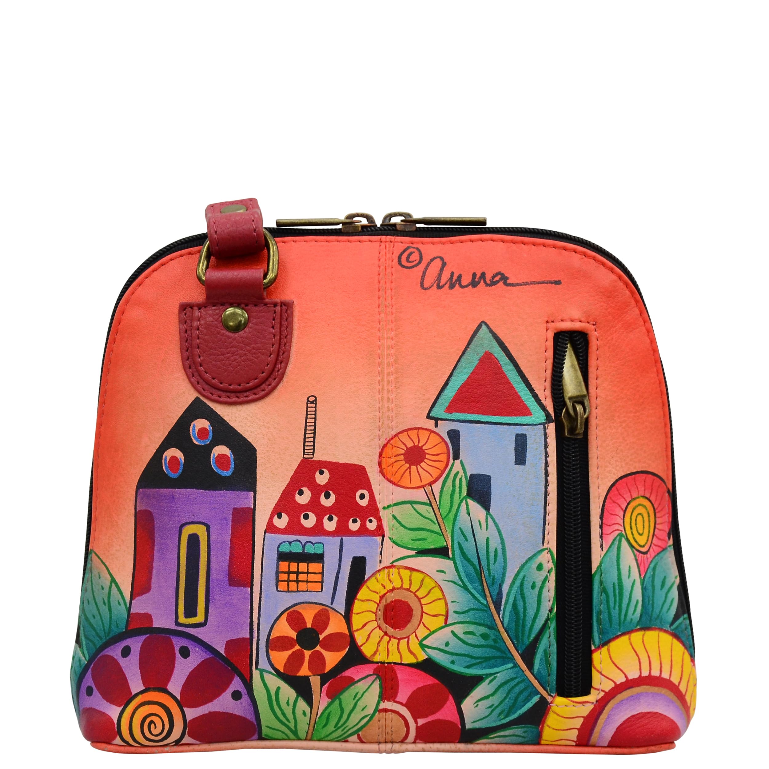 Anna by Anuschka Kleine Damen-Handtasche aus echtem Leder mit Reißverschluss | Organizer mit mehreren Fächern