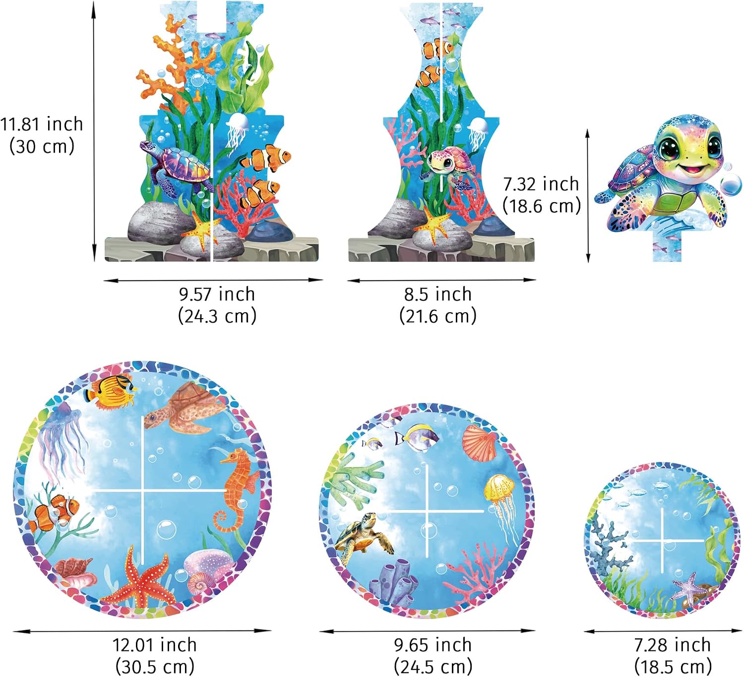 Sea Turtle 3-Tier Cupcake Stand 1PCS, Ocean Animal Under The Sea Turtle Birthday Baby Shower Graduation Party Decoration Supplies image 2