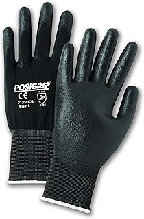 West Chester PosiGrip 713SUCB Polyurethane Palm Coated Nylon Gloves - [Pack of 12] Medium, Black, Knit Wrist