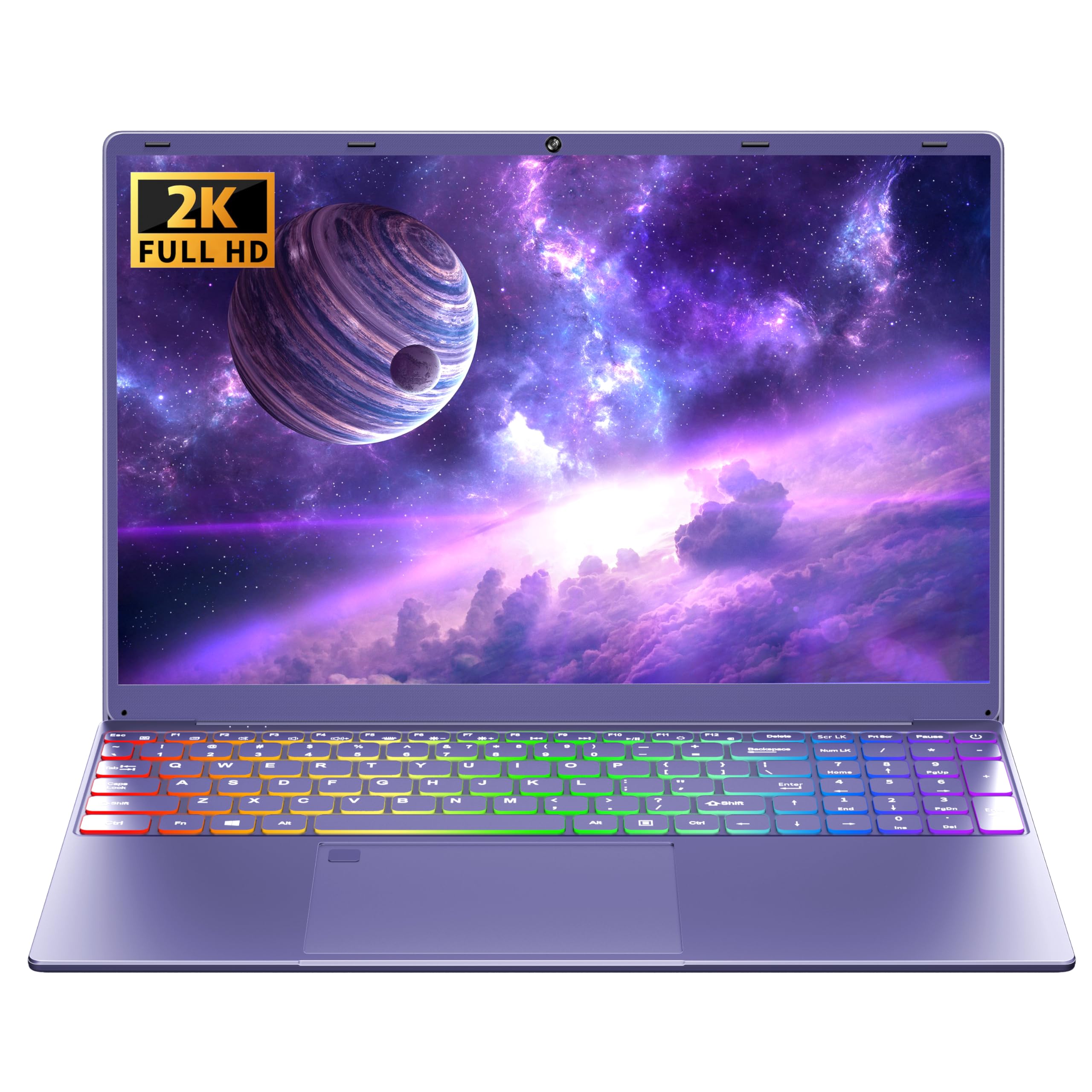 Latest 16" Purple Laptop, Quad-Core In tel N95 Processor,12GB DDR5 512GB NVMe SSD,2K FHD IPS,Win 11 Pro PC,Color Backlit KB+Fingerprint,WiFi, BT5.0,Long Battery Life,Perfect for Game/Work/Study